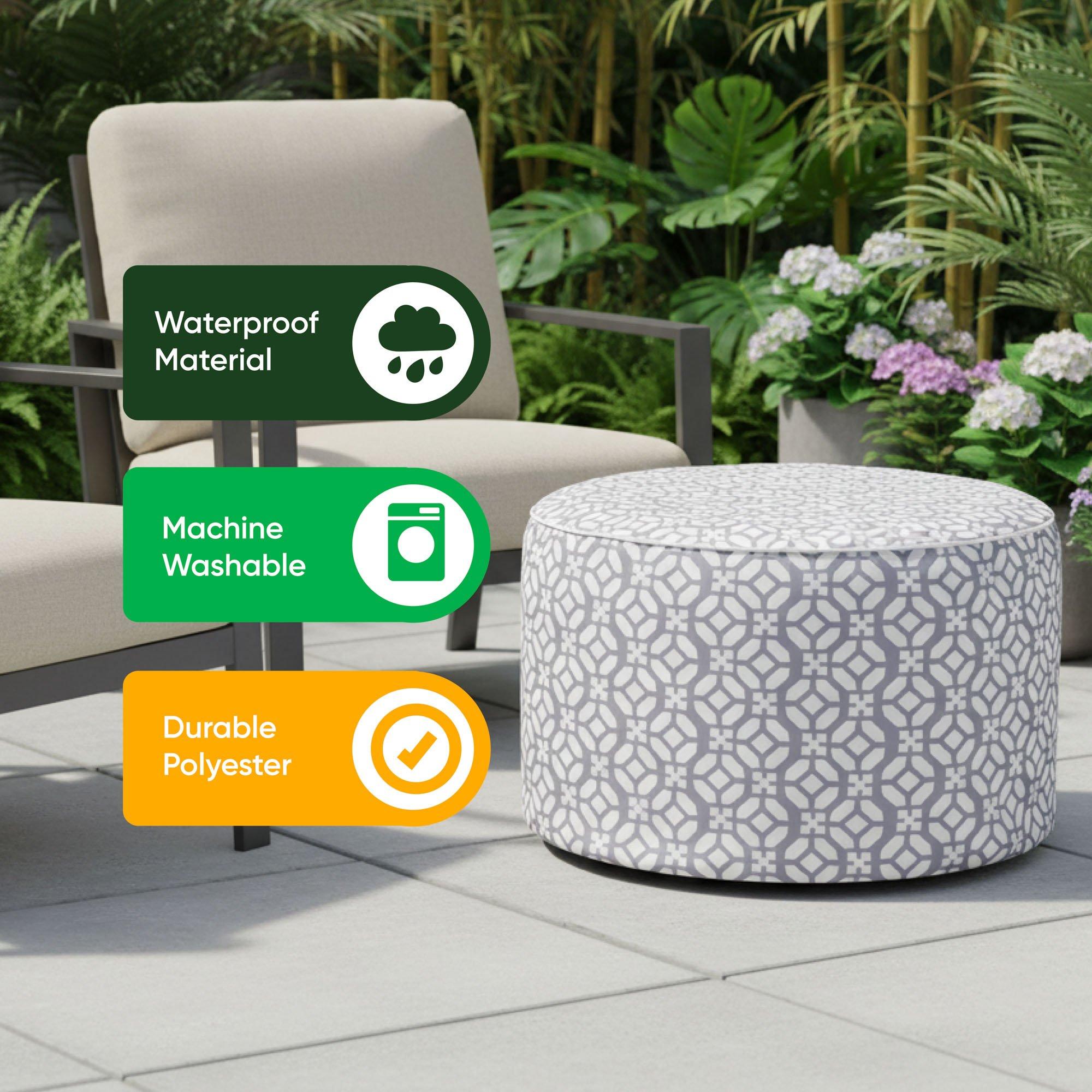 Grey - Streetwize - Outdoor Geo Pouf Ottoman - 12