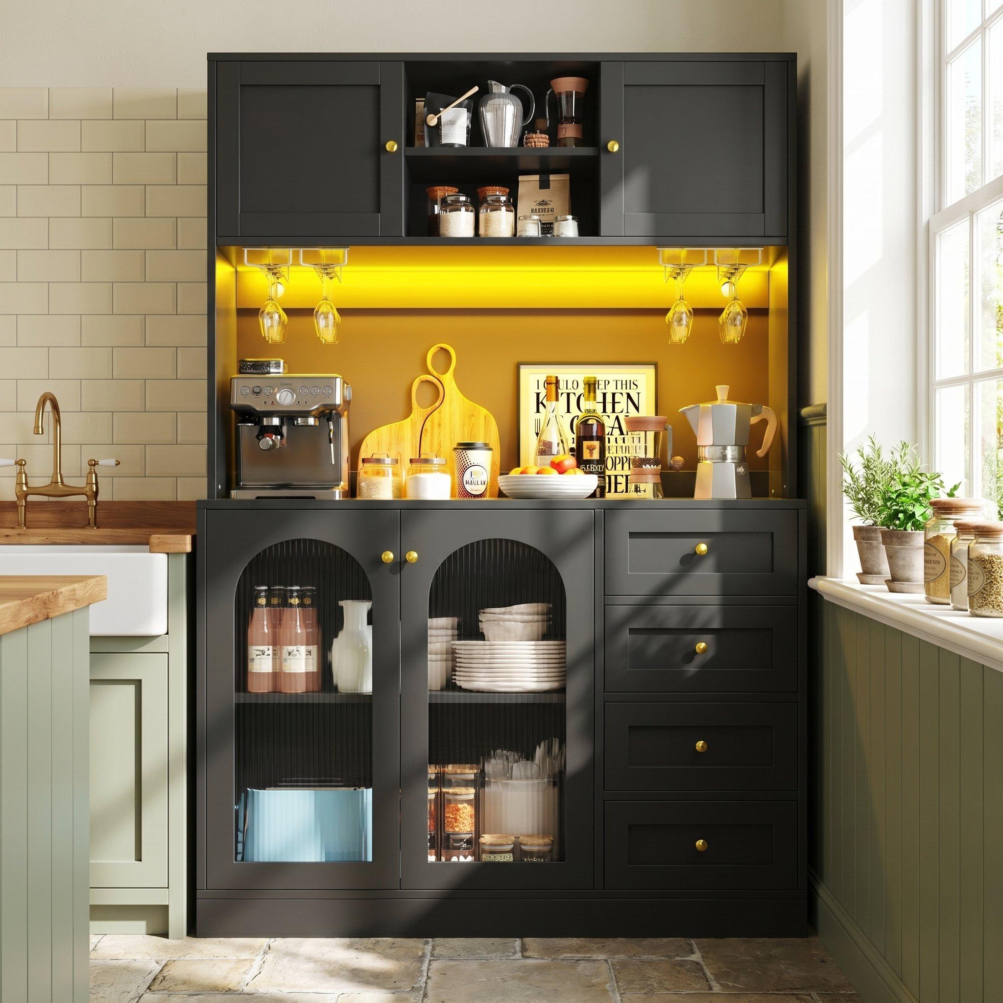 Urban Meuble Buffet Cabinet Farmhouse Fluted Glass