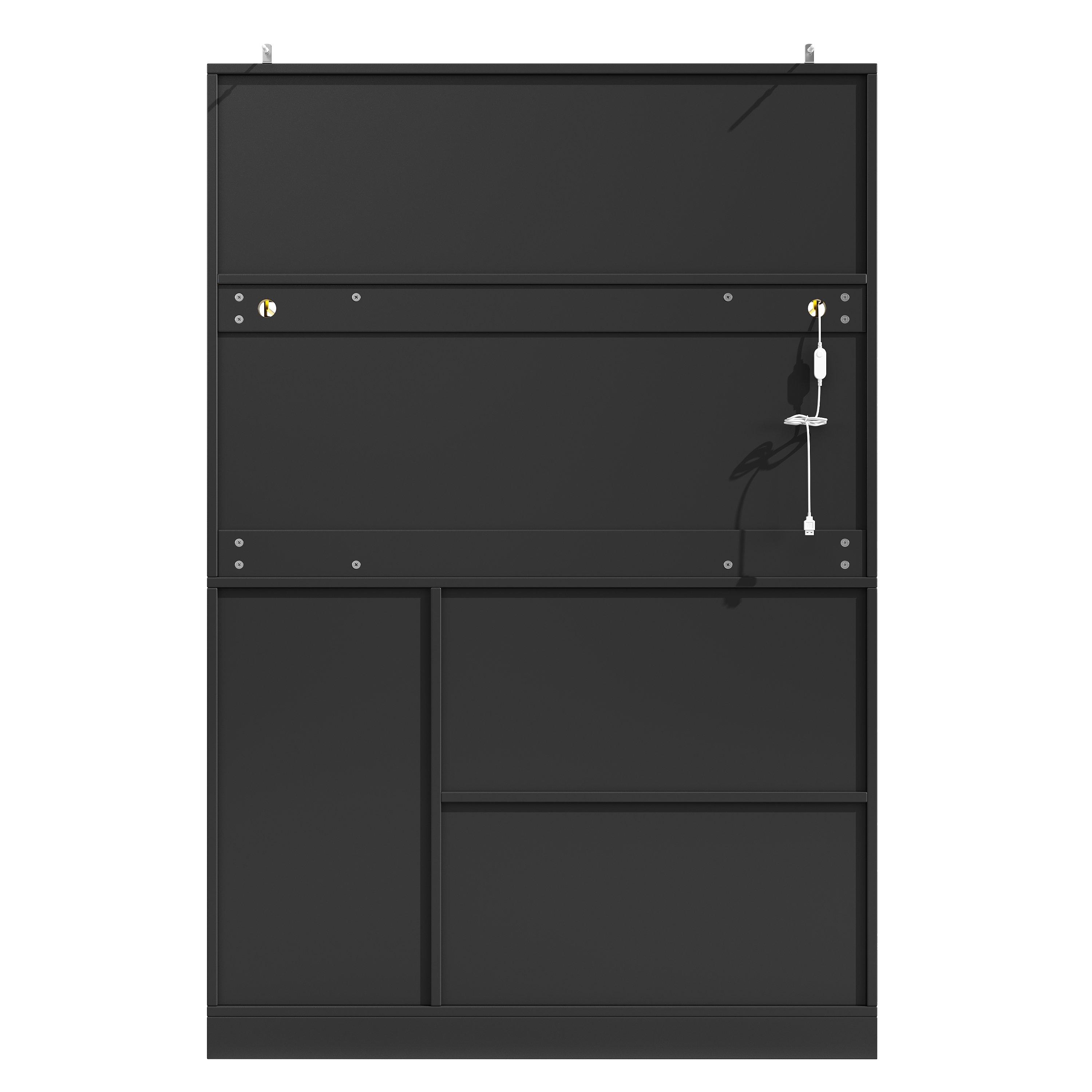 Black - Urban Meuble - Buffet Cabinet Farmhouse Fluted Glass - 12