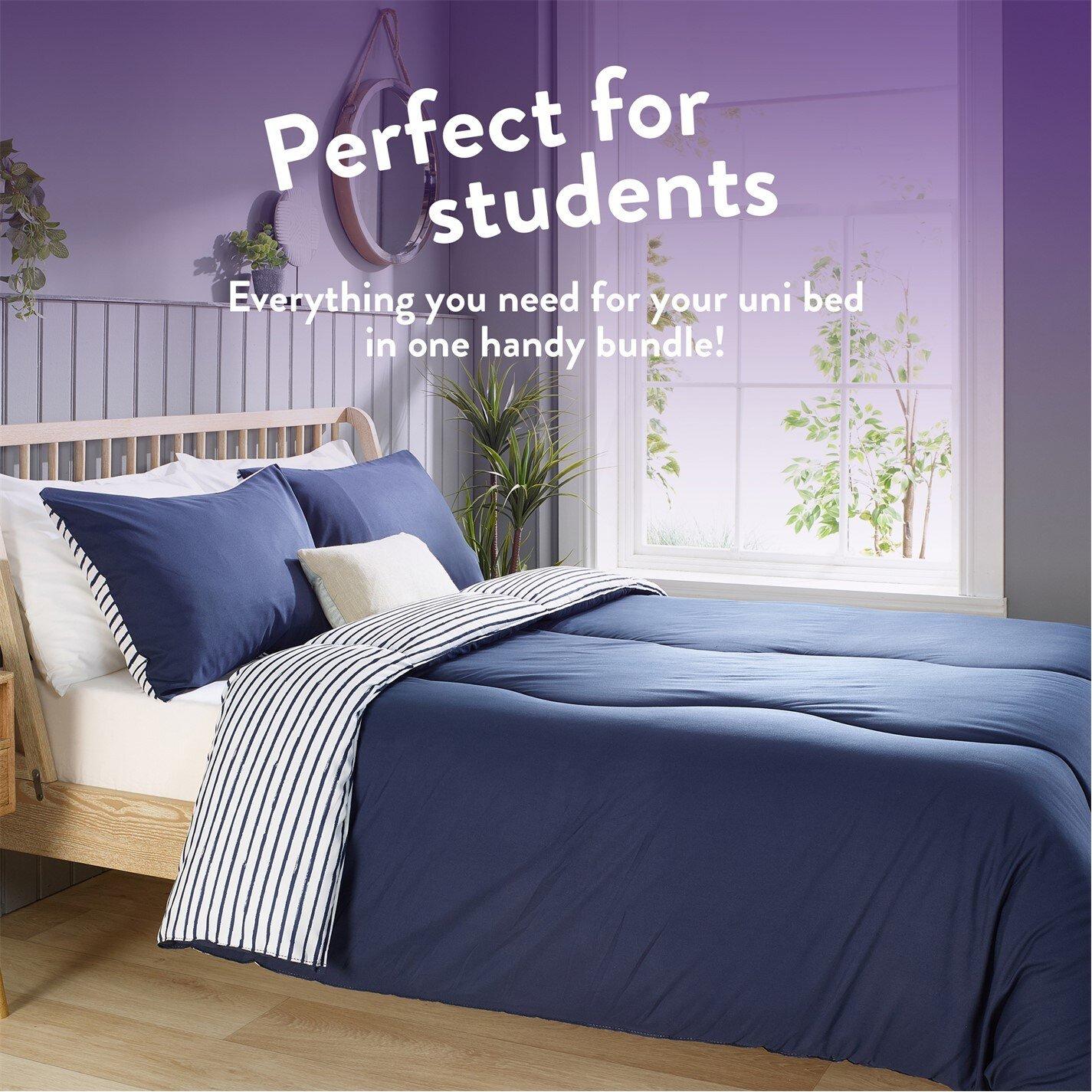 Navy Stripe - Slumberdown - Back to Uni Duvet & 2 Pillows - 3