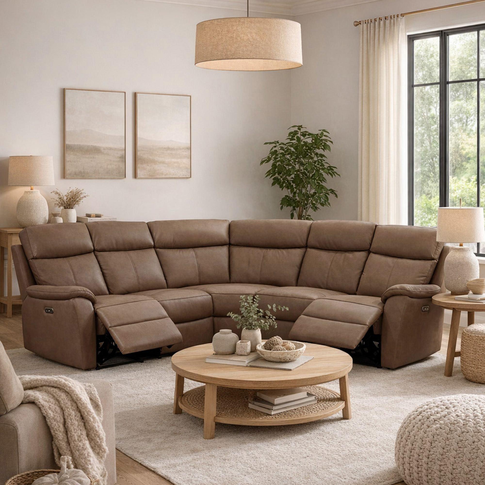 Kingsmere Corner Power Recliner Sofa in Leather