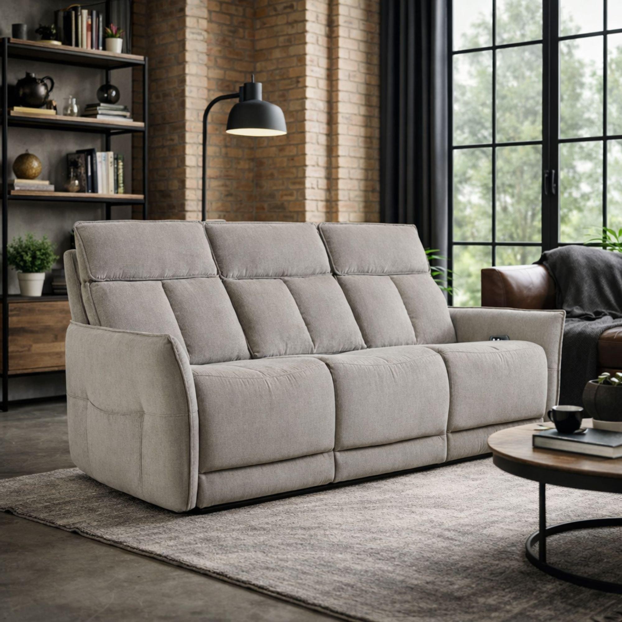 Grayson Fabric Upholstered Power Recliner Three Se