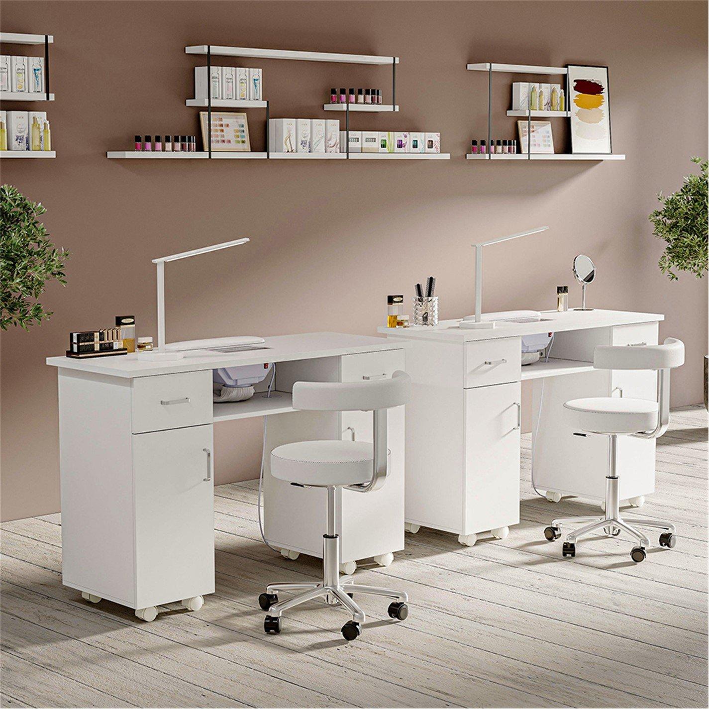 White - SHEONLY - Wheeled Nail Table with Electric Dust Extractor - 2