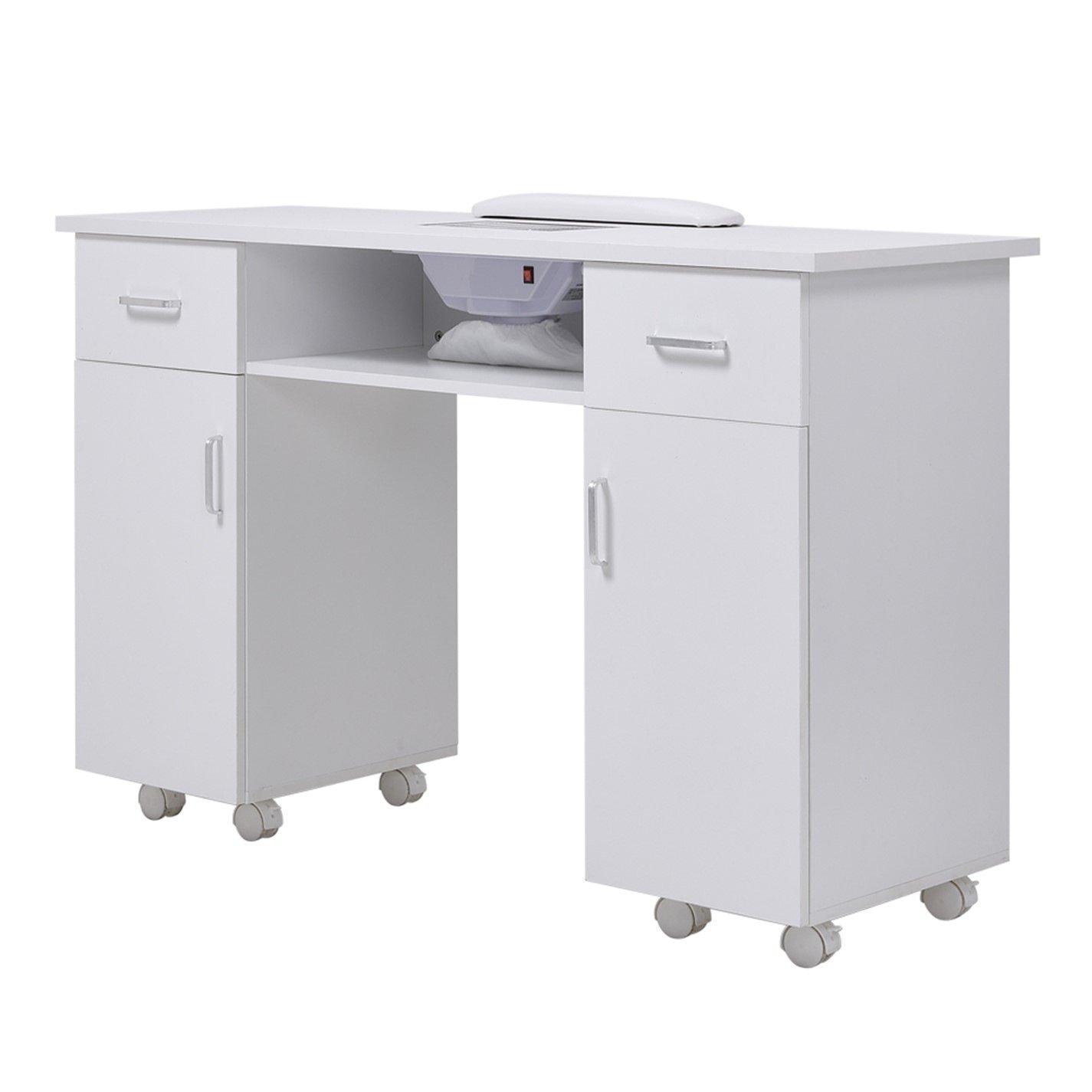 White - SHEONLY - Wheeled Nail Table with Electric Dust Extractor - 4