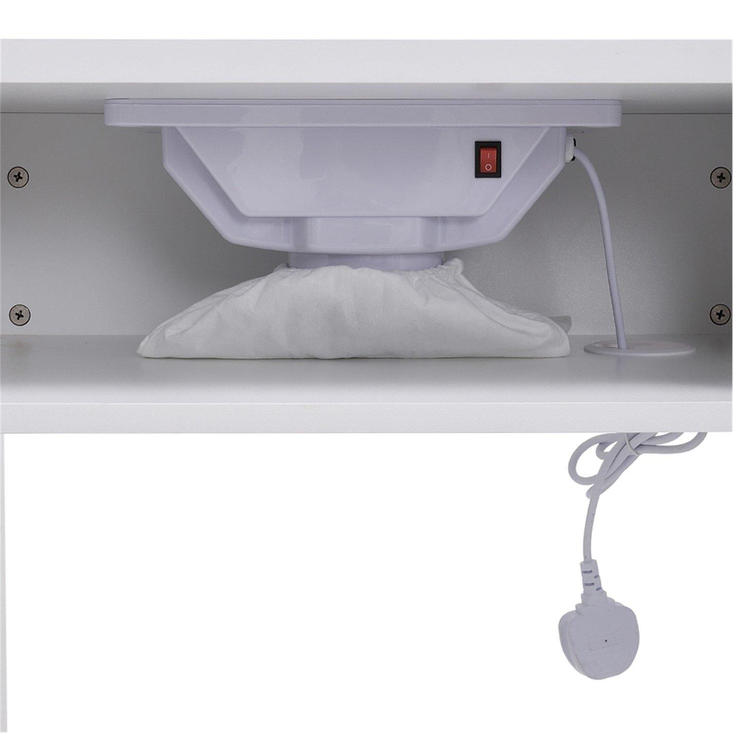 White - SHEONLY - Wheeled Nail Table with Electric Dust Extractor - 10