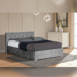 Comfy Living 3ft/4ft6/5ft Crushed Velvet Gaslift Bed and Mattre