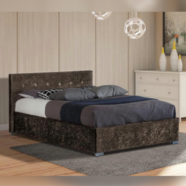 Comfy Living 3ft/4ft6/5ft Crushed Velvet Gaslift Bed and Mattre