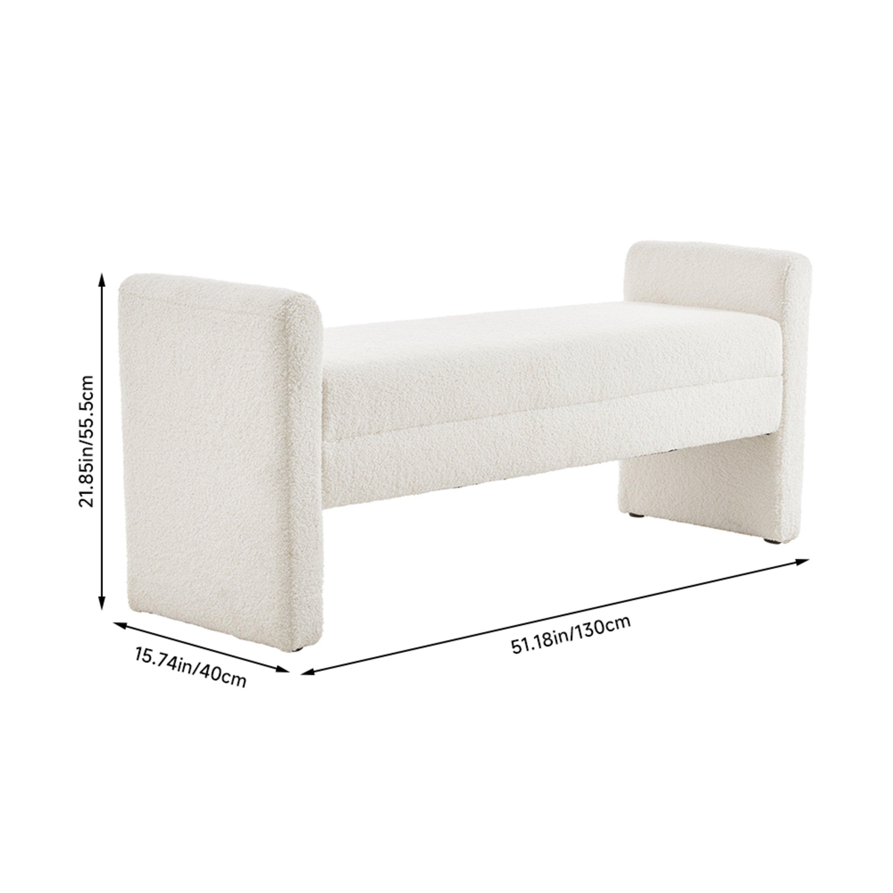 White - Kabinet UK - Entryway Upholstered H-Shaped Bench White - 12