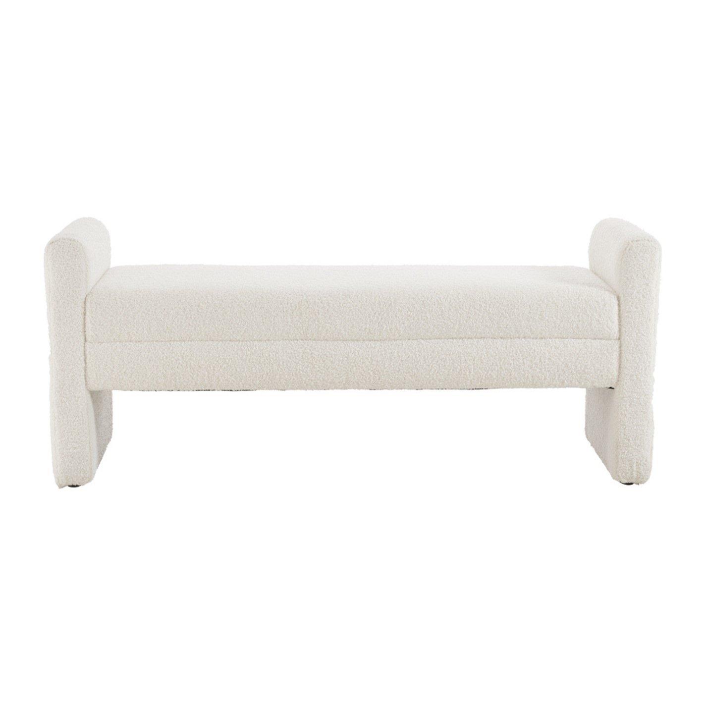 White - Kabinet UK - Entryway Upholstered H-Shaped Bench White - 3