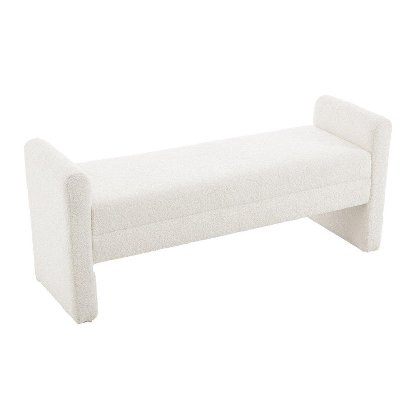 White - Kabinet UK - Entryway Upholstered H-Shaped Bench White - 4