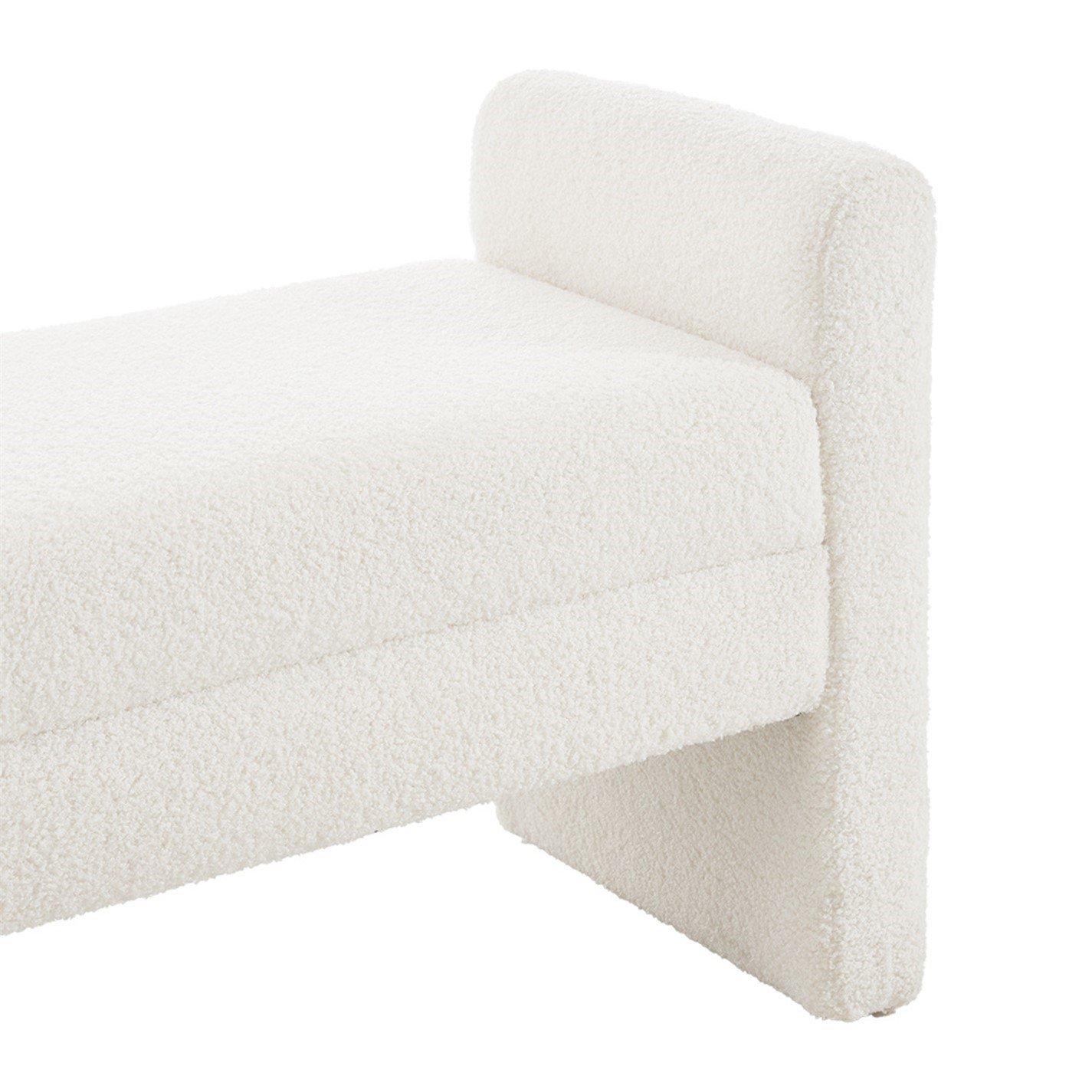 White - Kabinet UK - Entryway Upholstered H-Shaped Bench White - 6