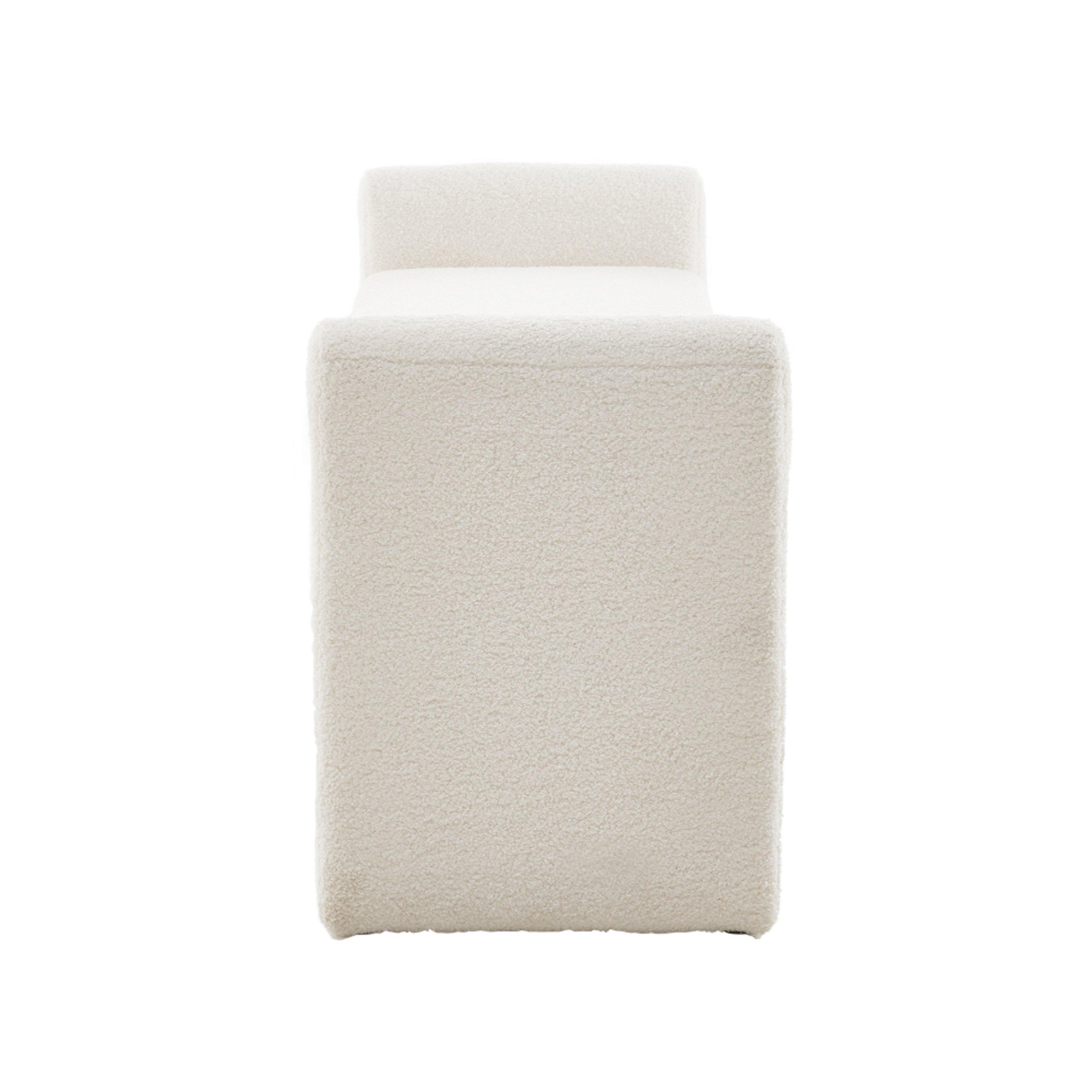 White - Kabinet UK - Entryway Upholstered H-Shaped Bench White - 7