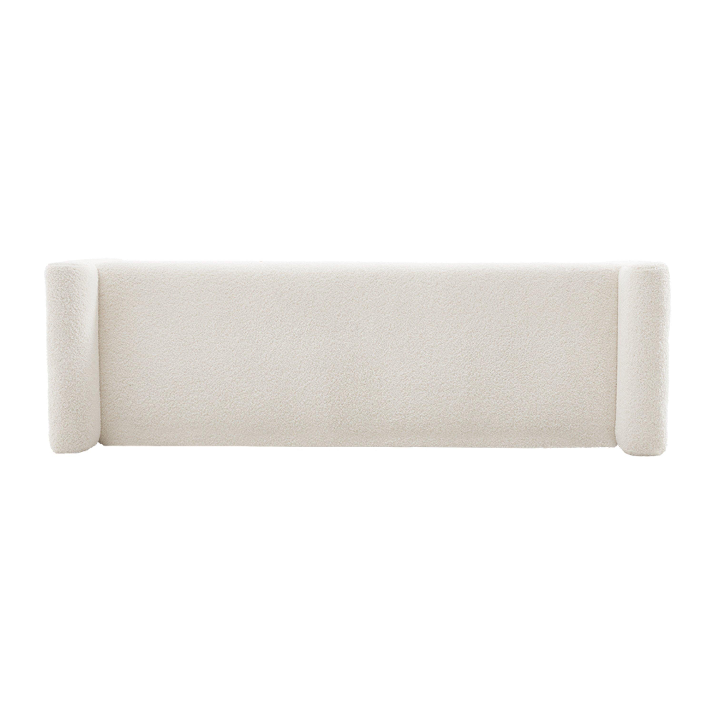 White - Kabinet UK - Entryway Upholstered H-Shaped Bench White - 8