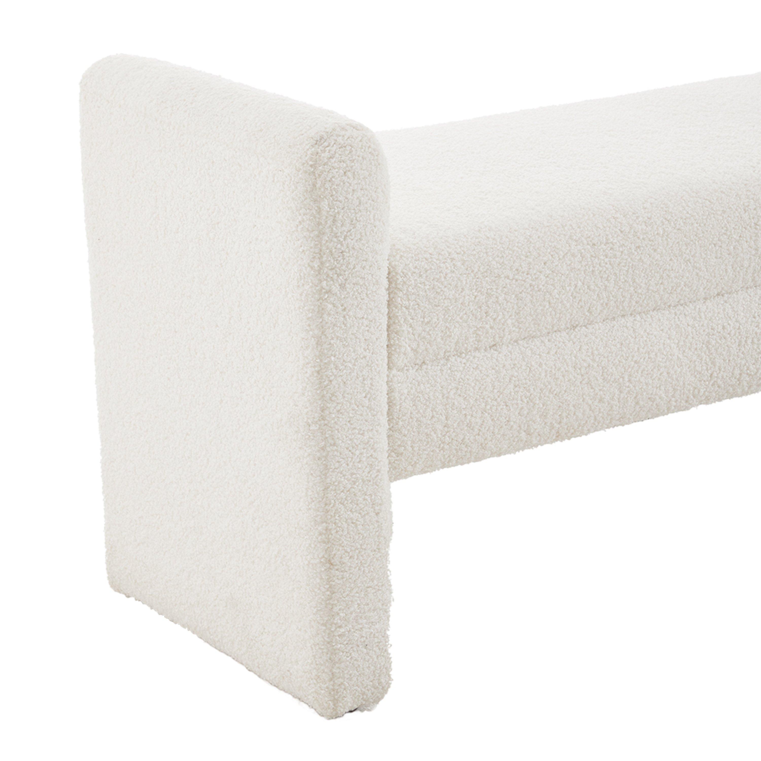 White - Kabinet UK - Entryway Upholstered H-Shaped Bench White - 9
