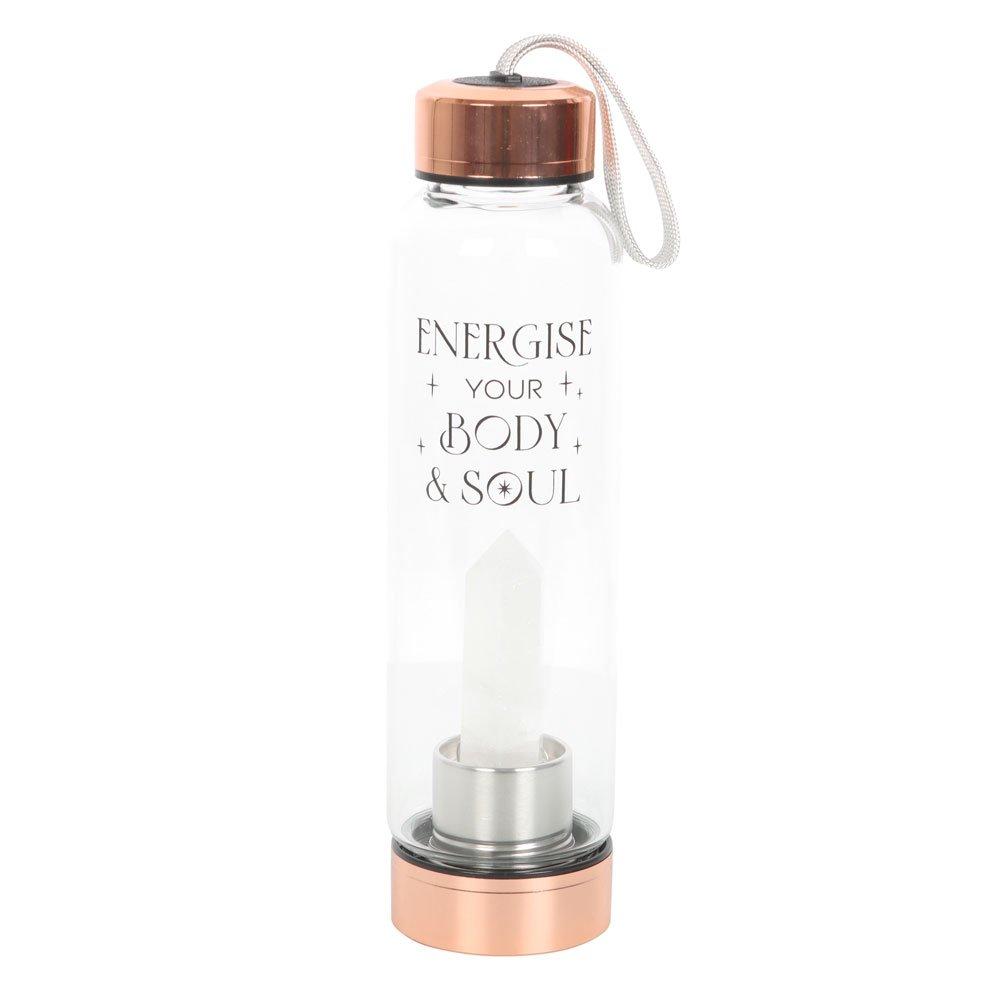 Gold & Rose Gol - Something Different - Clear Quartz Body and Soul Glass Water Bottle - 3