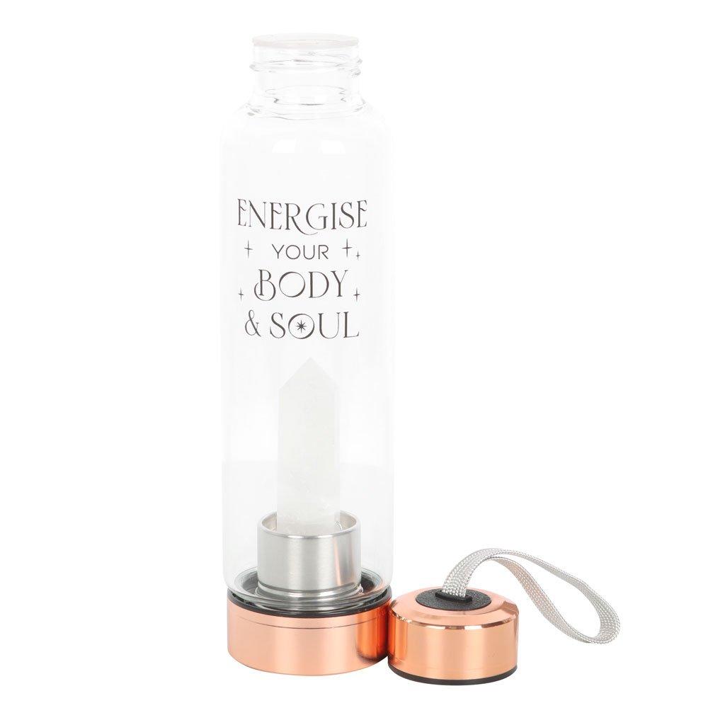 Gold & Rose Gol - Something Different - Clear Quartz Body and Soul Glass Water Bottle - 4