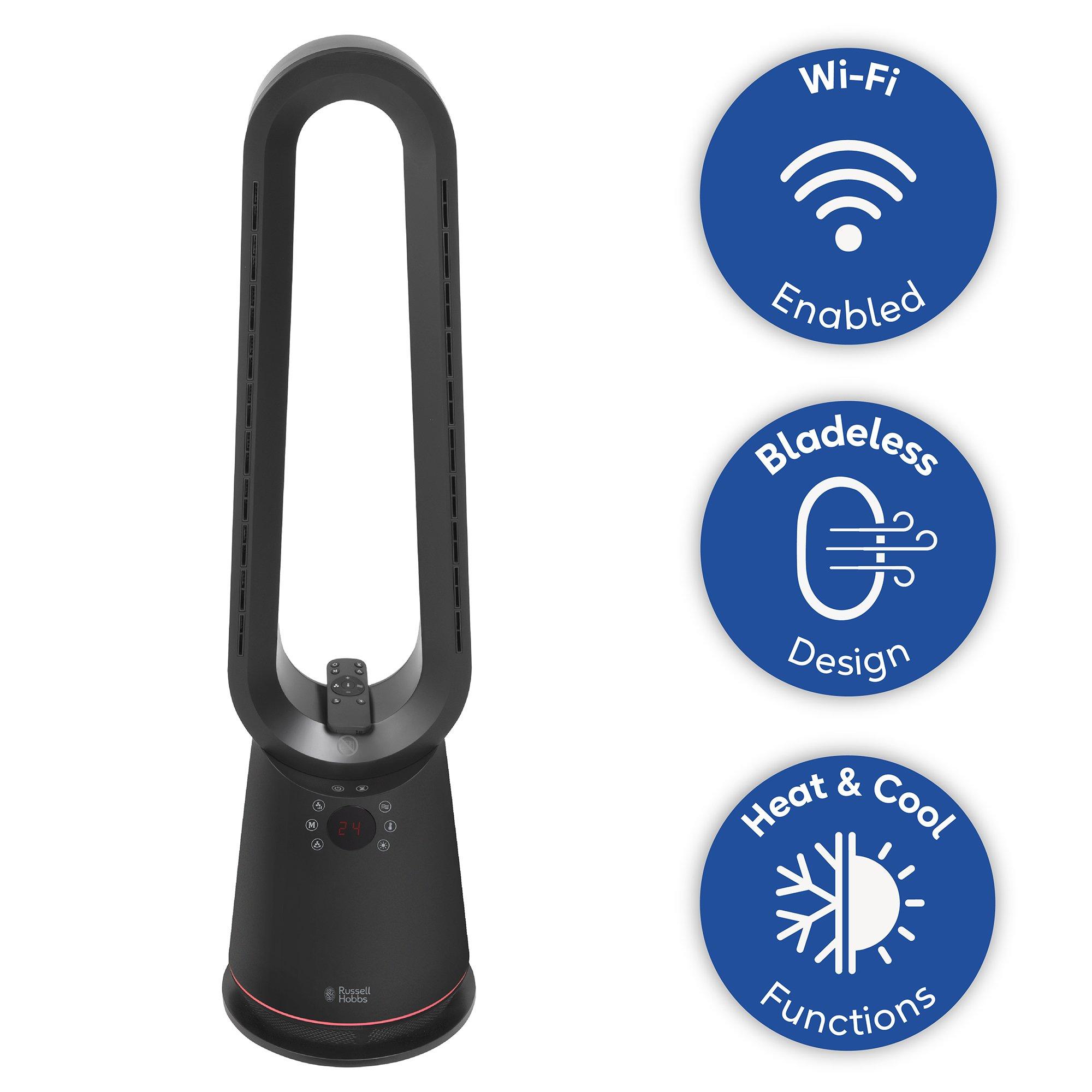 Black - Russell Hobbs - RHBHC2030B-SMT Smart Bladeless Heat & Cool Fan - 11