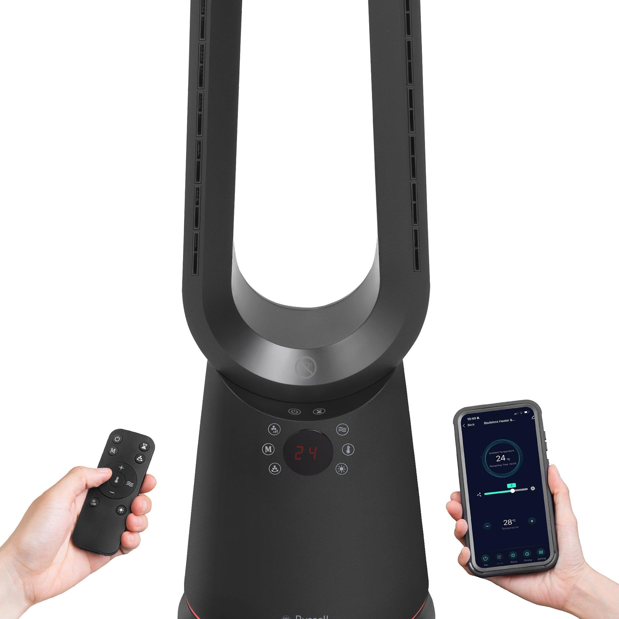 Black - Russell Hobbs - RHBHC2030B-SMT Smart Bladeless Heat & Cool Fan - 12