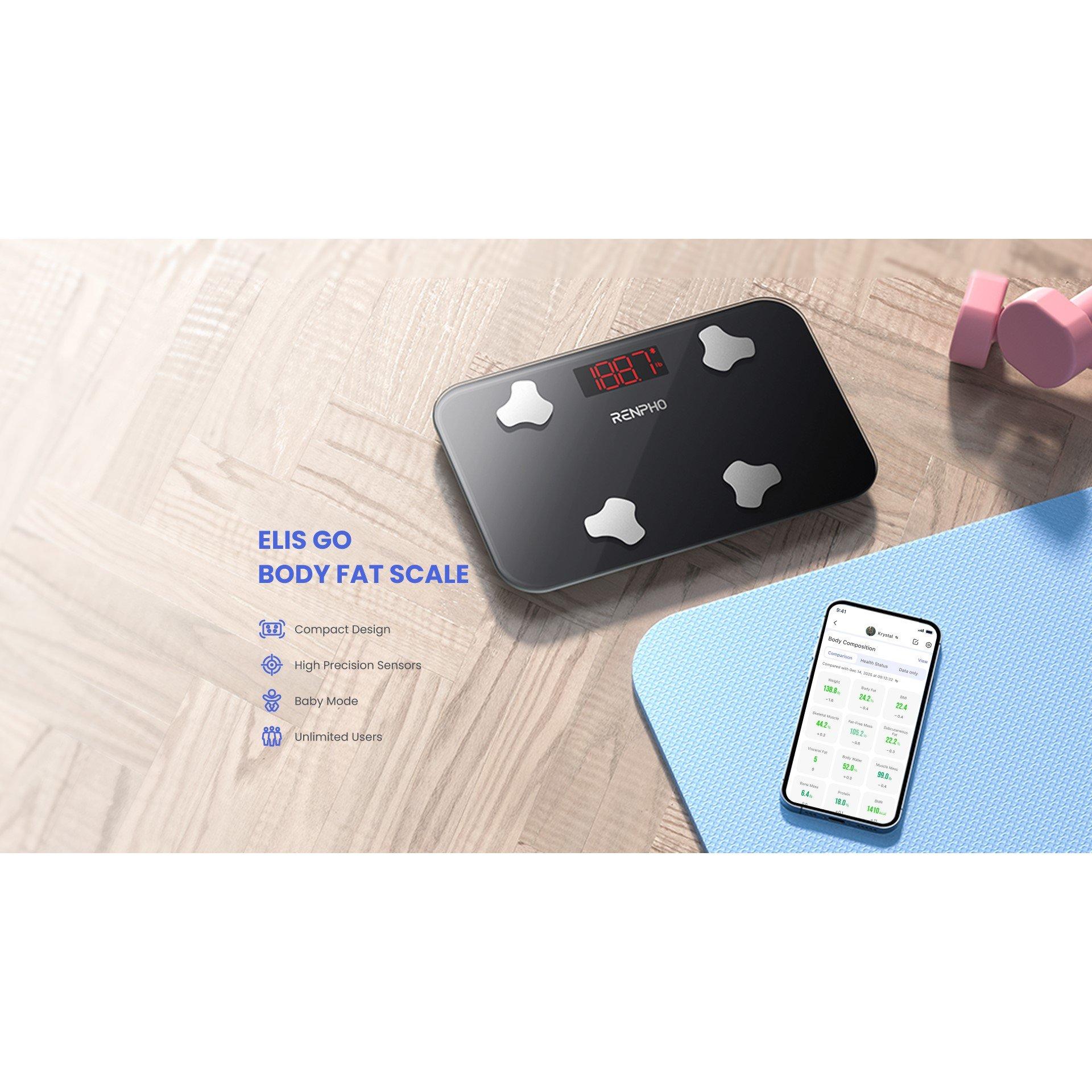 Black - Renpho - RENPHO Portable Travel Scale and Smart Tape - 3