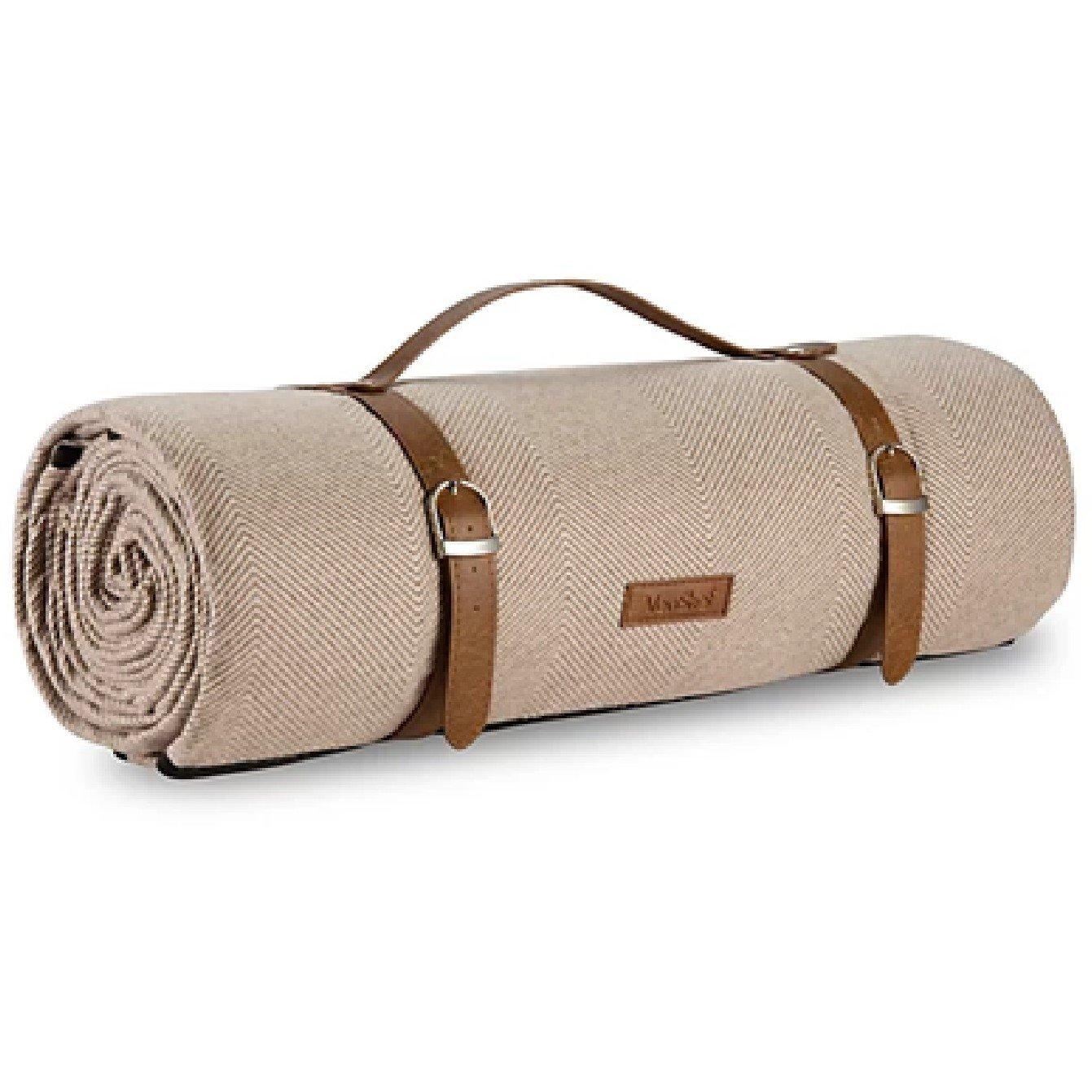 Vonhaus  Waterproof Picnic Blanket - Large - Beige - Large