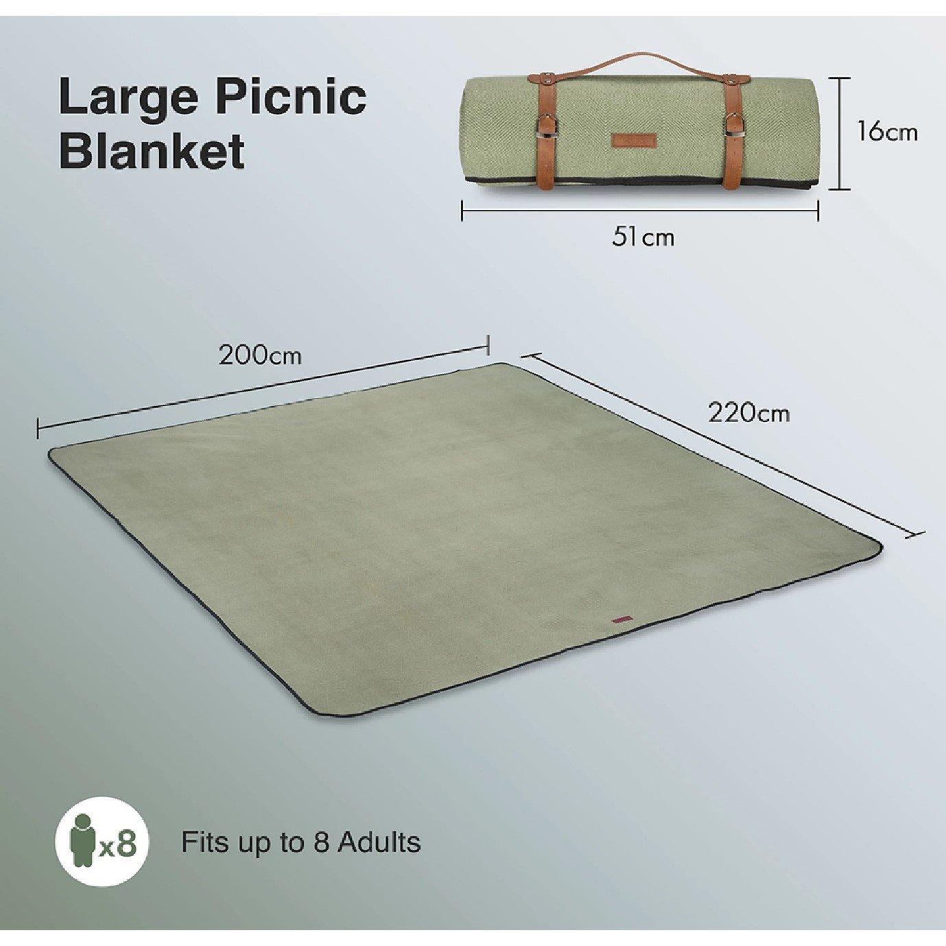 Green - VonHaus - Waterproof Picnic Blanket - Large - 4