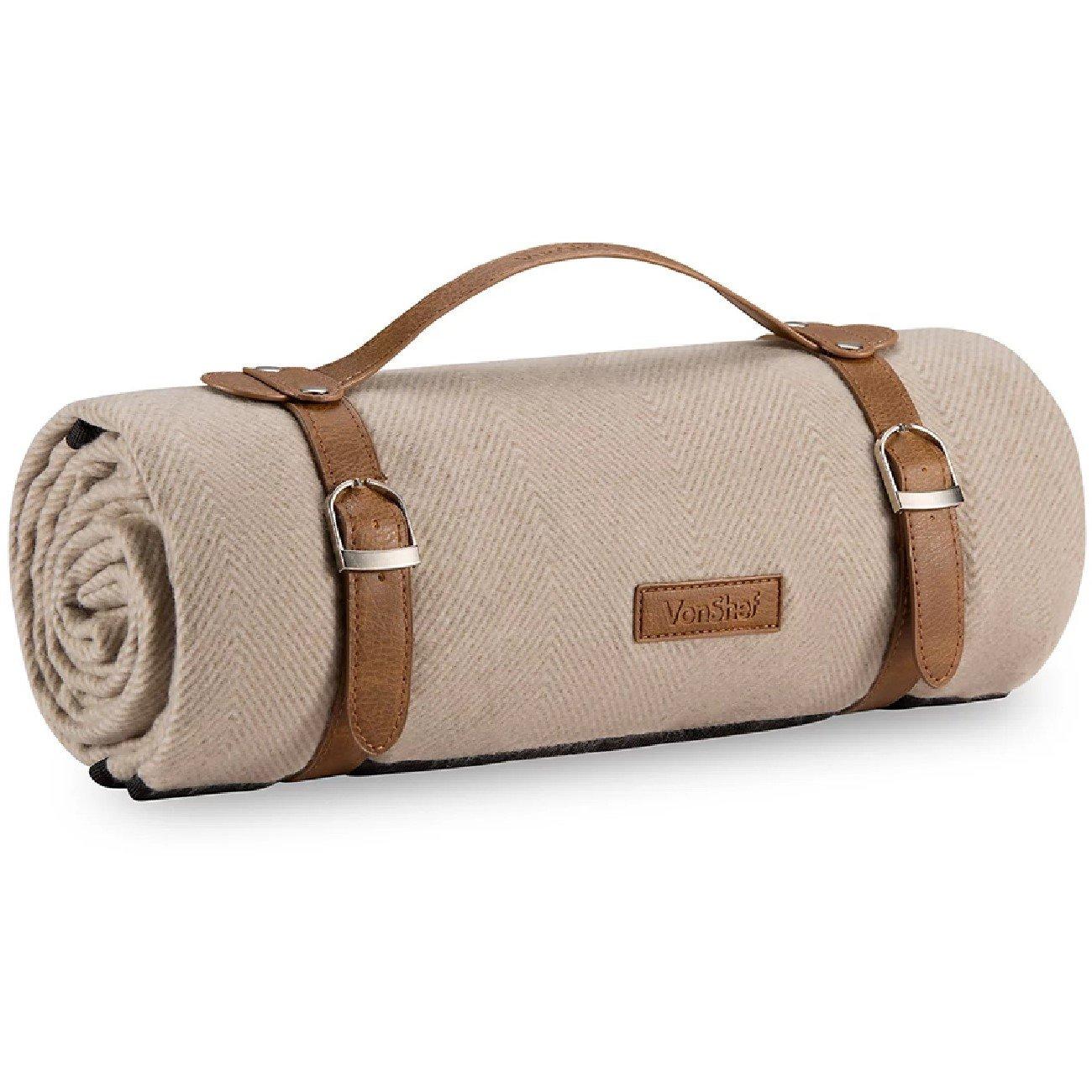 Beige - VonHaus - Waterproof Picnic Blanket - 1
