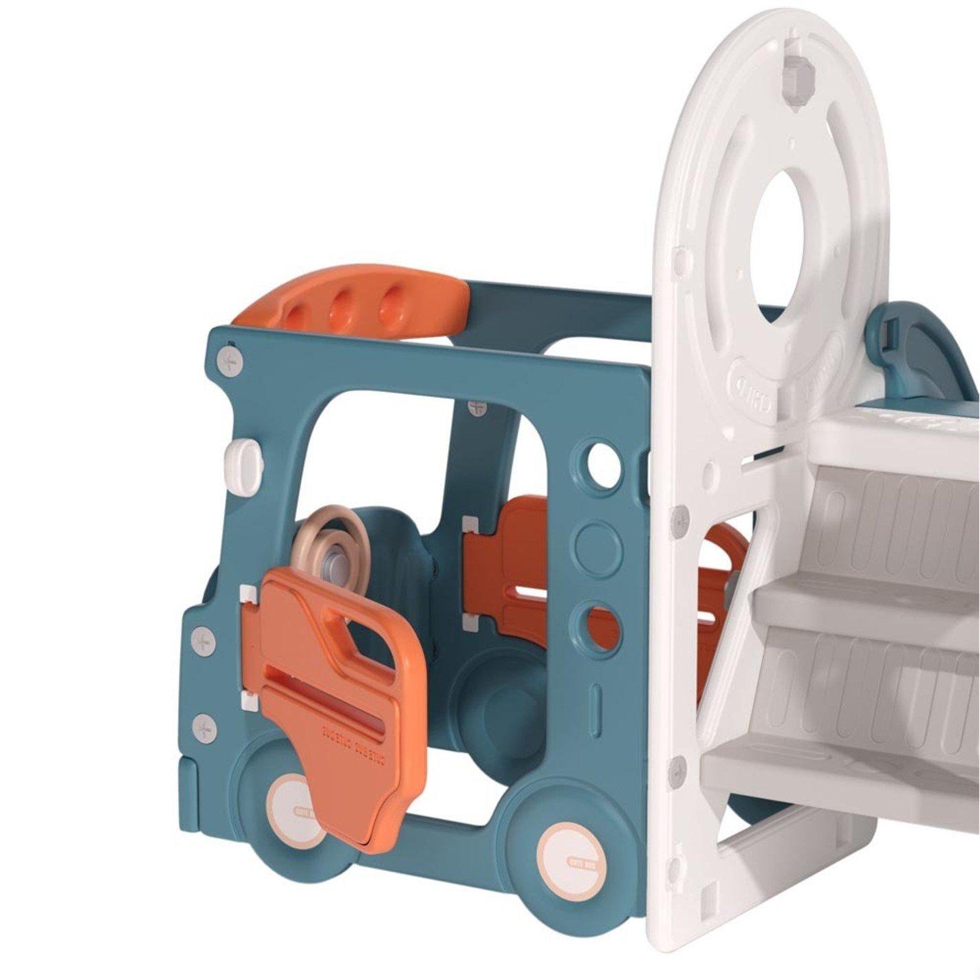 Orange - KIDKID - 3-in-1 Kids Swing and Slide Playset, Orange & Blue - 6