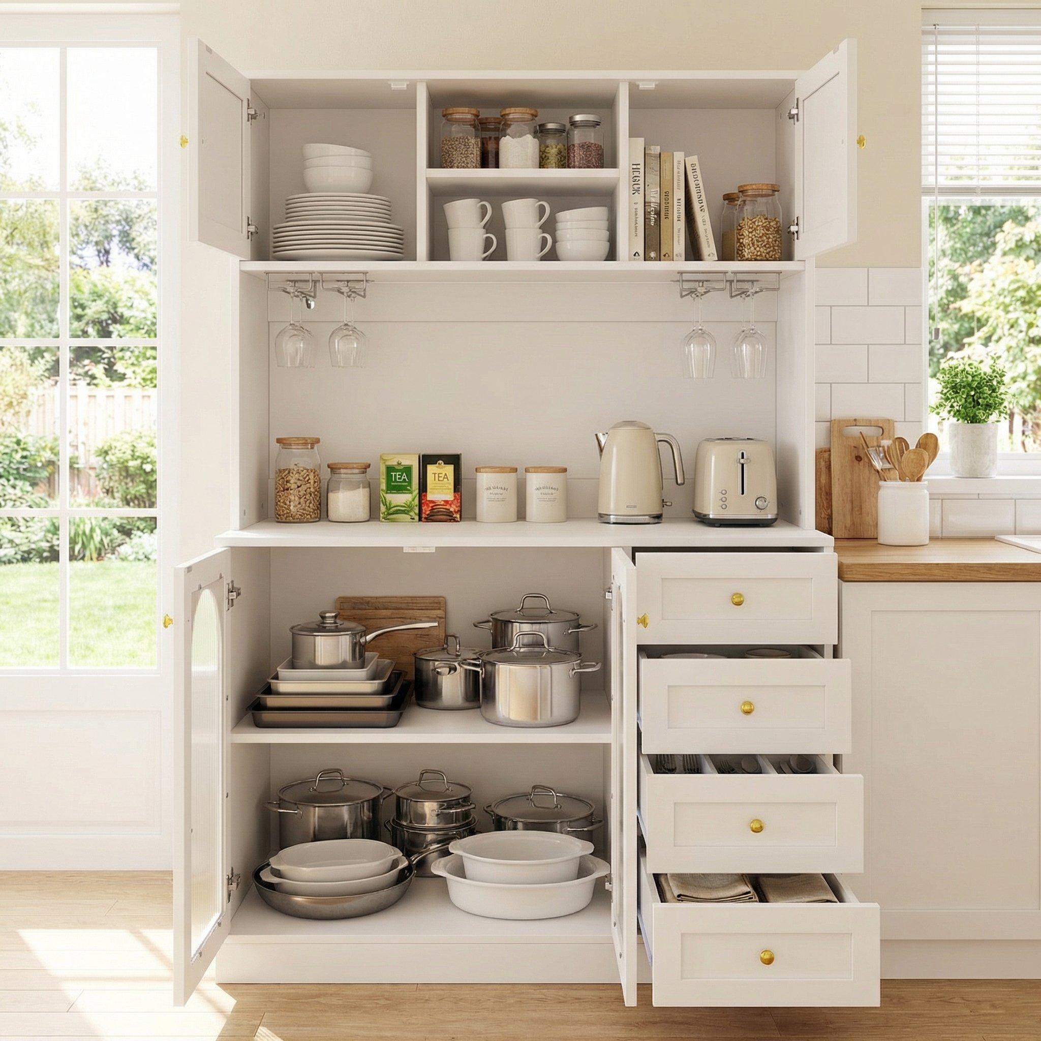 White - Urban Meuble - Buffet Cabinet Farmhouse Fluted Glass - 4