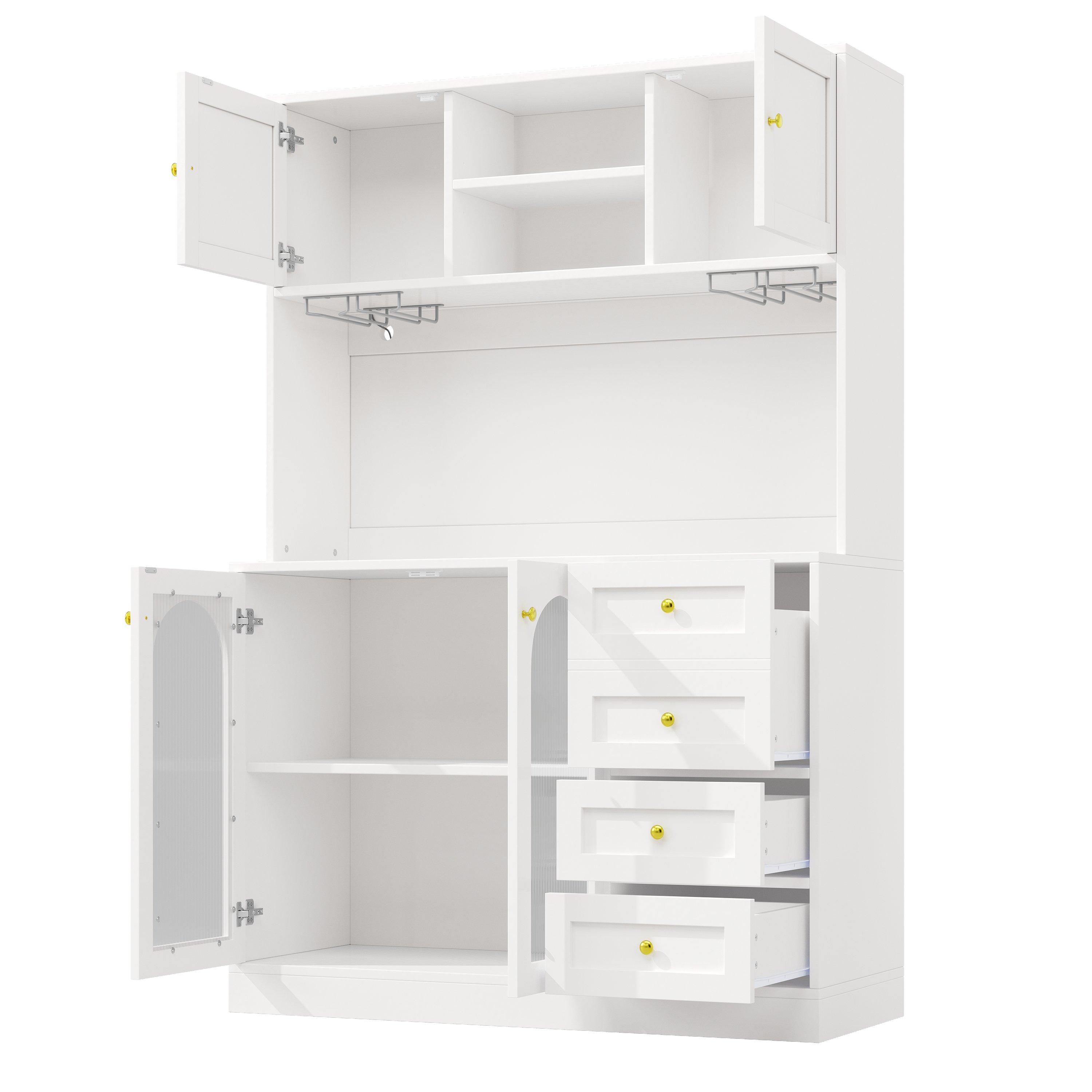 White - Urban Meuble - Buffet Cabinet Farmhouse Fluted Glass - 10