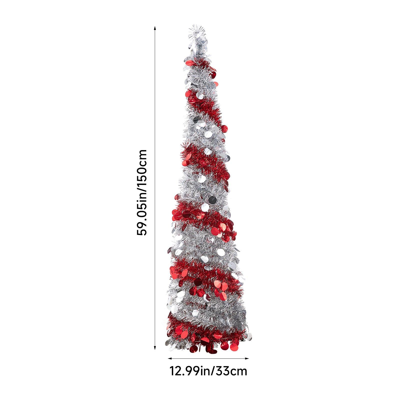 Red And White - LIFE IDEAS - 5ft Pop-Up Decorative Tinsel Tree - 6