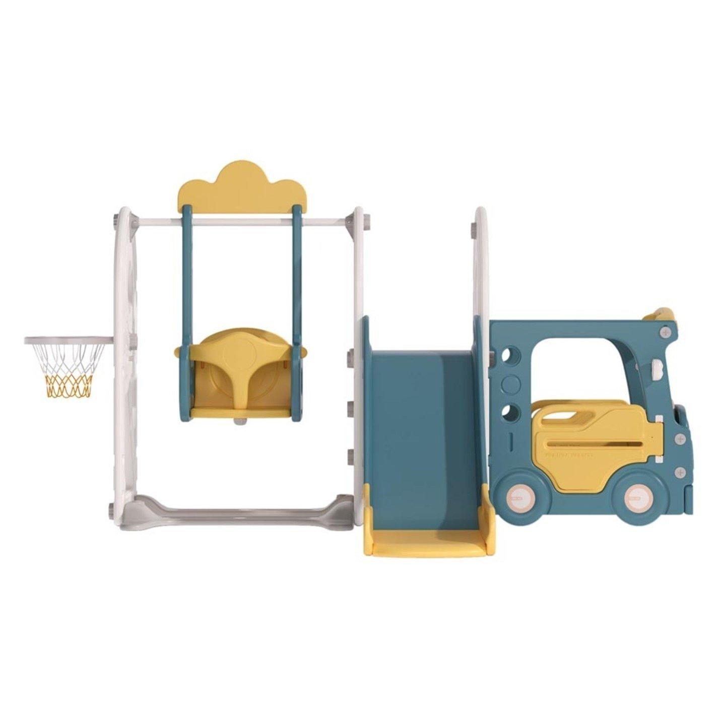 Yellow - KIDKID - 3-in-1 Kids Swing and Slide Playset, Yellow & Blue - 2