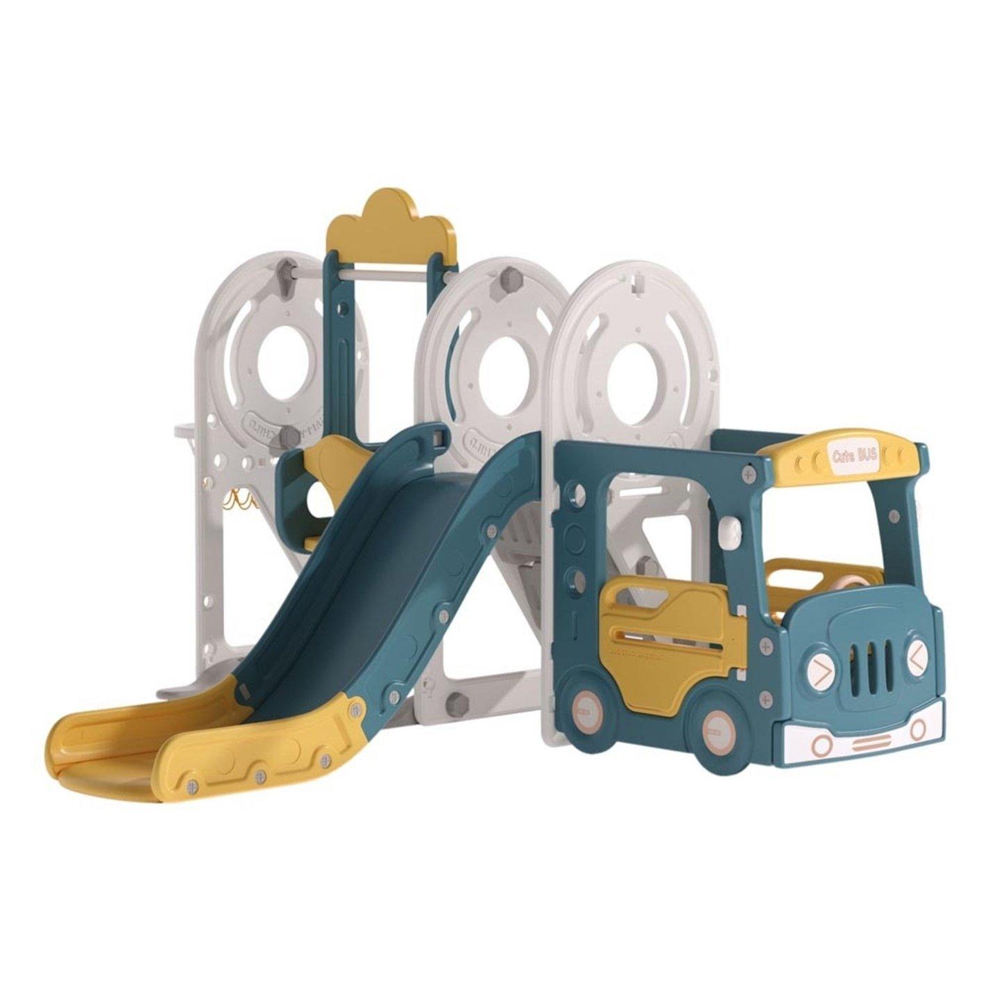 Yellow - KIDKID - 3-in-1 Kids Swing and Slide Playset, Yellow & Blue - 3