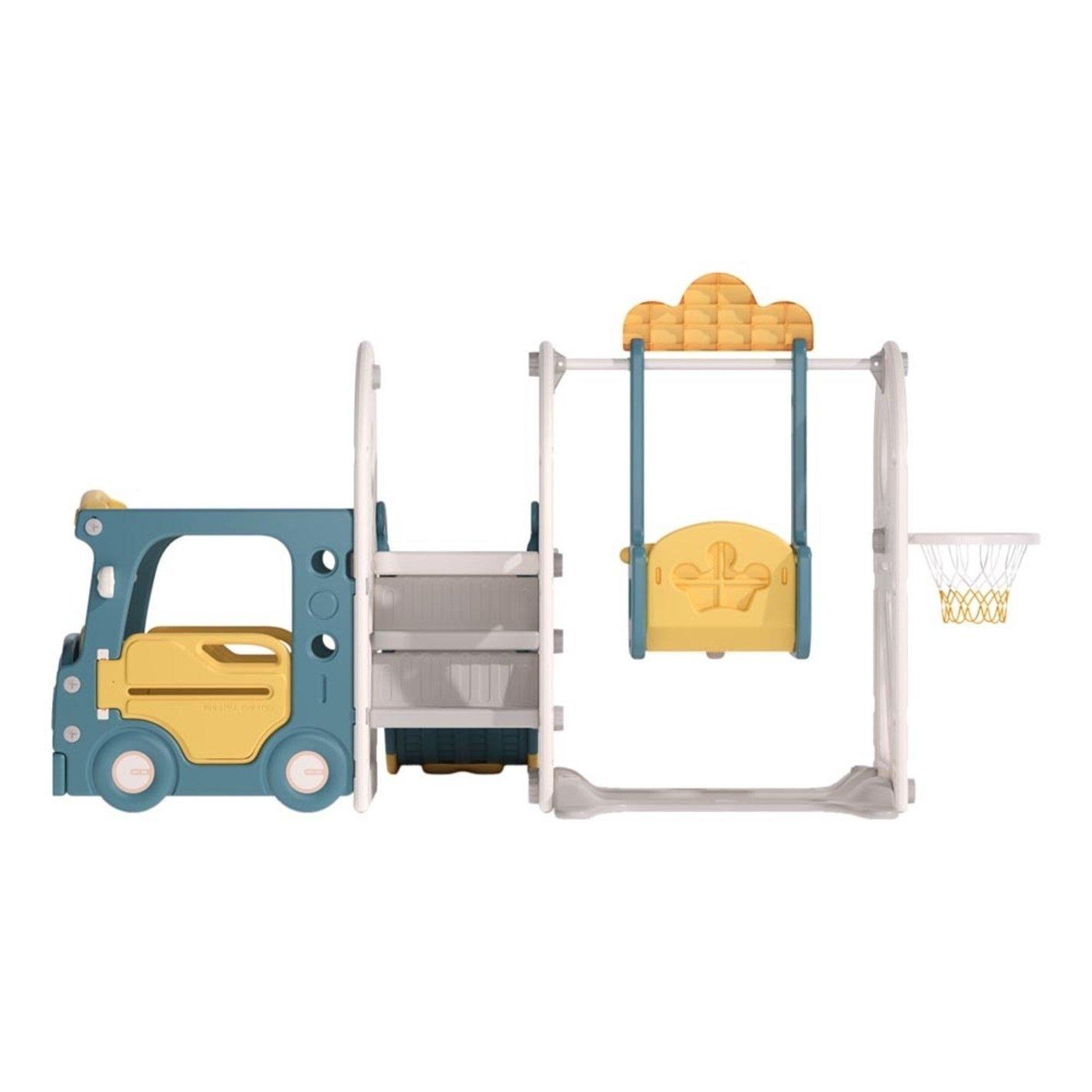 Yellow - KIDKID - 3-in-1 Kids Swing and Slide Playset, Yellow & Blue - 4