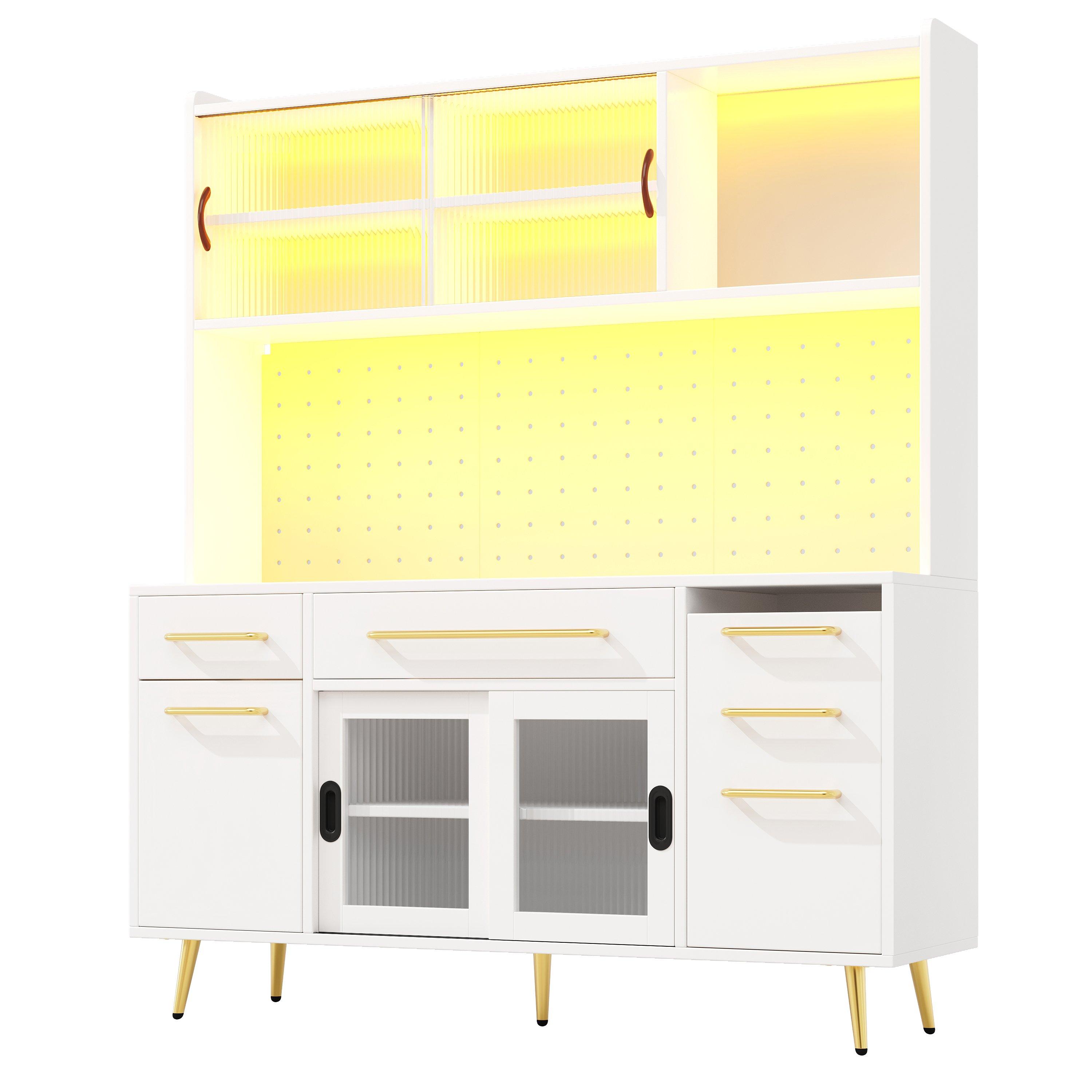 White - Urban Meuble - Modern LED Buffet Storage Cabinet - 11
