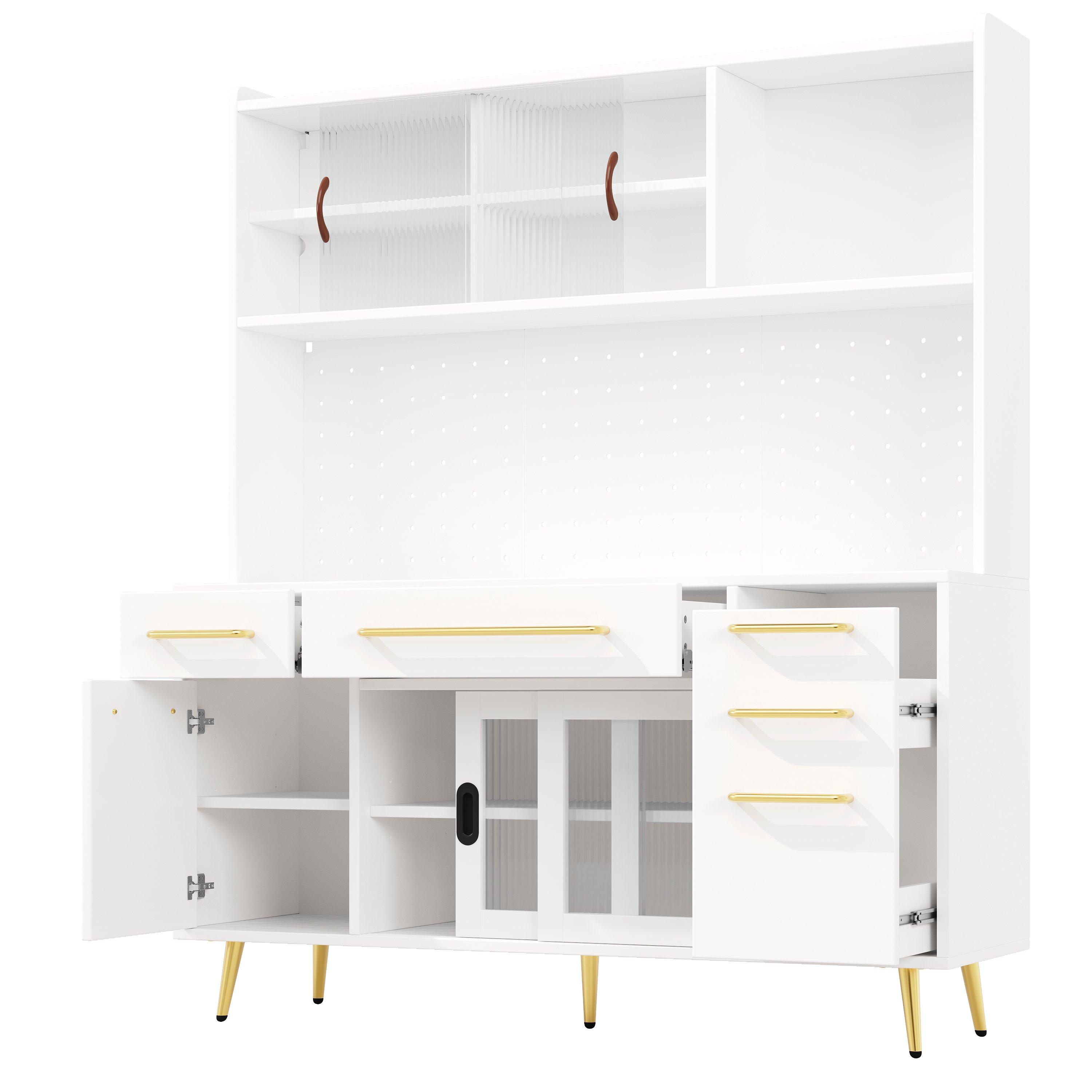 White - Urban Meuble - Modern LED Buffet Storage Cabinet - 12