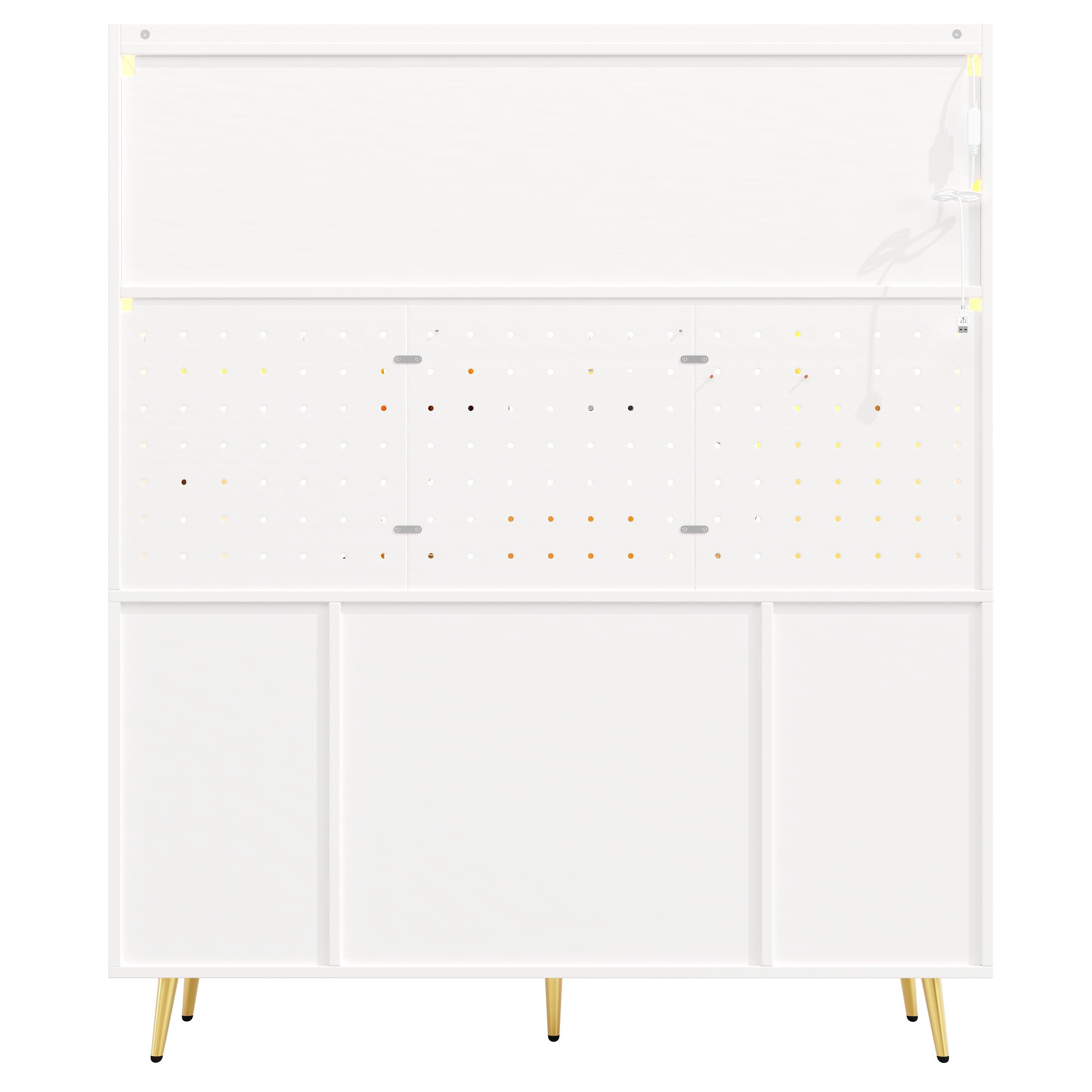 White - Urban Meuble - Modern LED Buffet Storage Cabinet - 14
