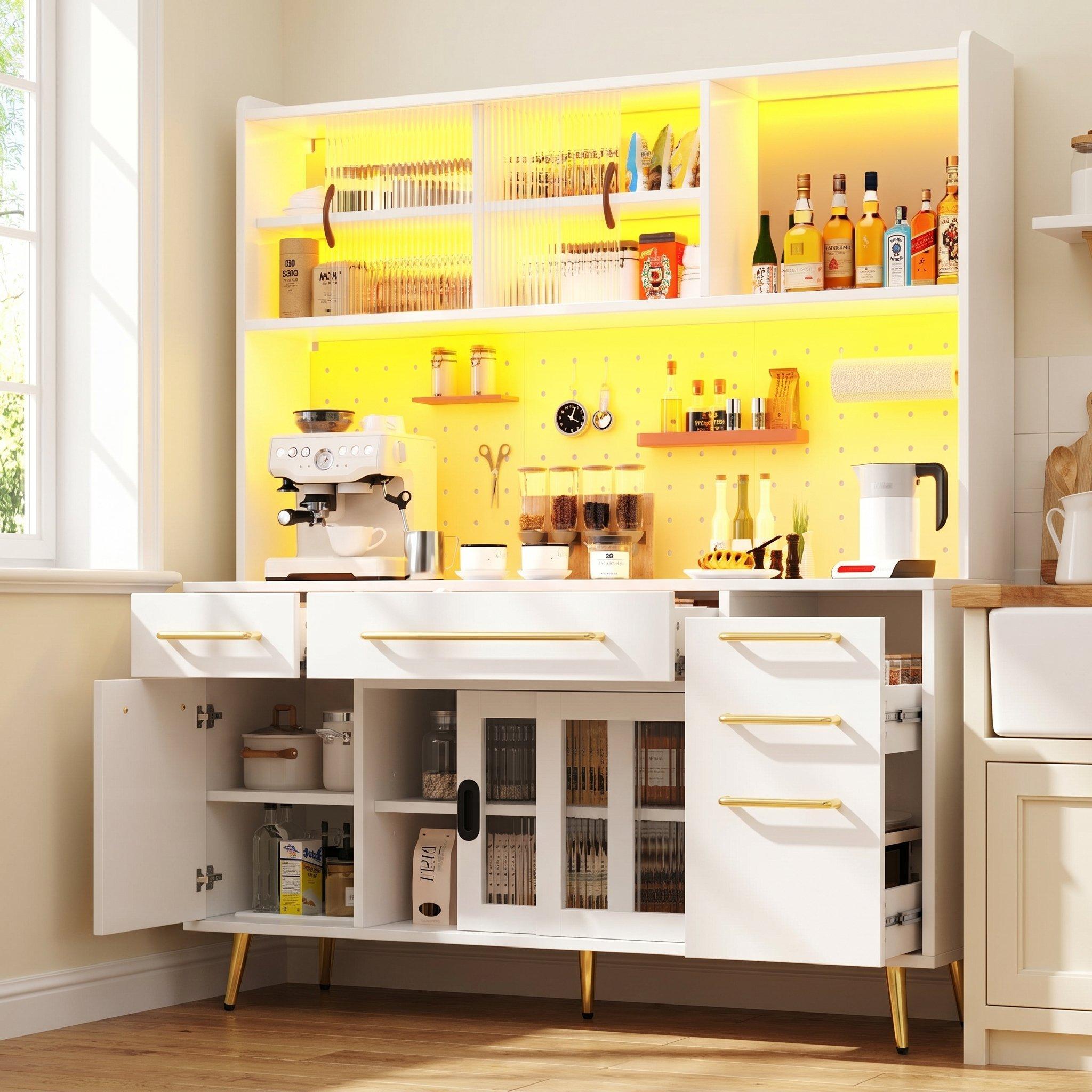 White - Urban Meuble - Modern LED Buffet Storage Cabinet - 3