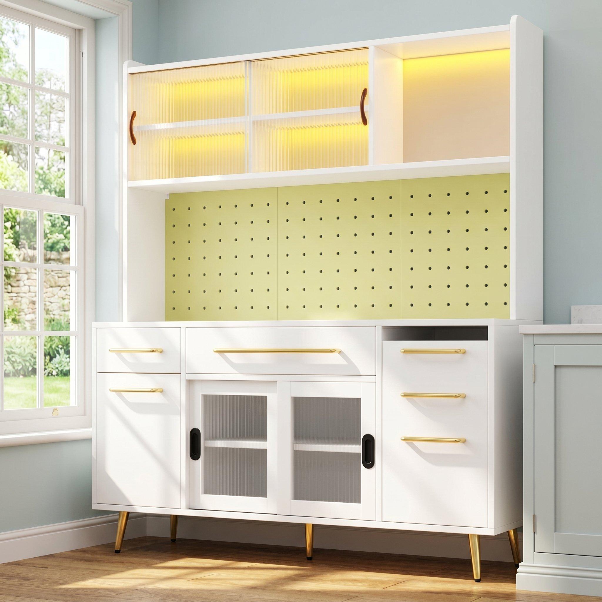 White - Urban Meuble - Modern LED Buffet Storage Cabinet - 4