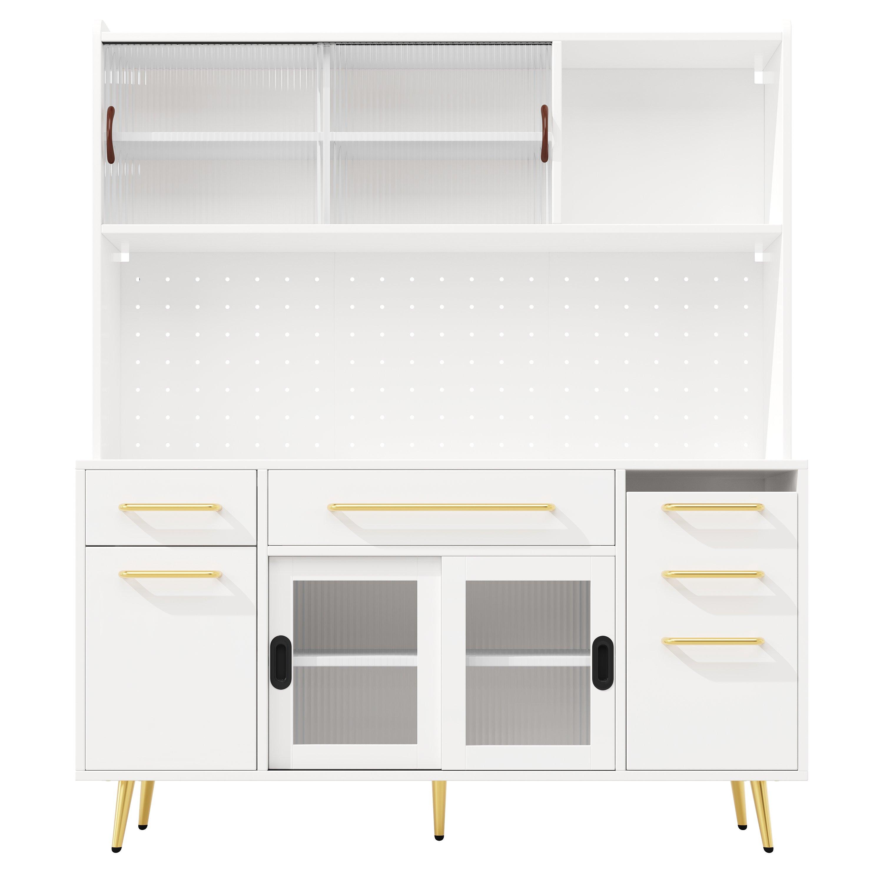 White - Urban Meuble - Modern LED Buffet Storage Cabinet - 5