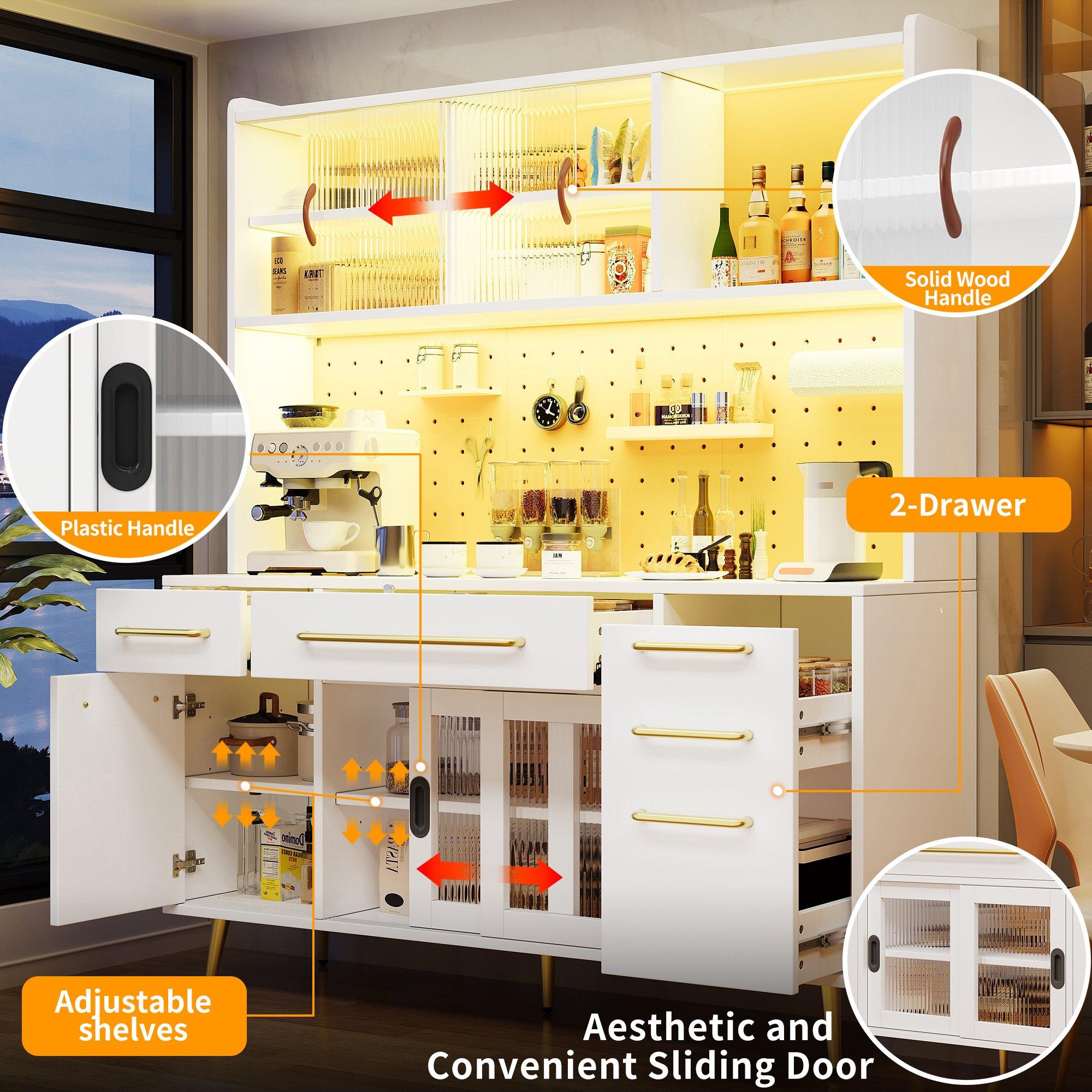 White - Urban Meuble - Modern LED Buffet Storage Cabinet - 7