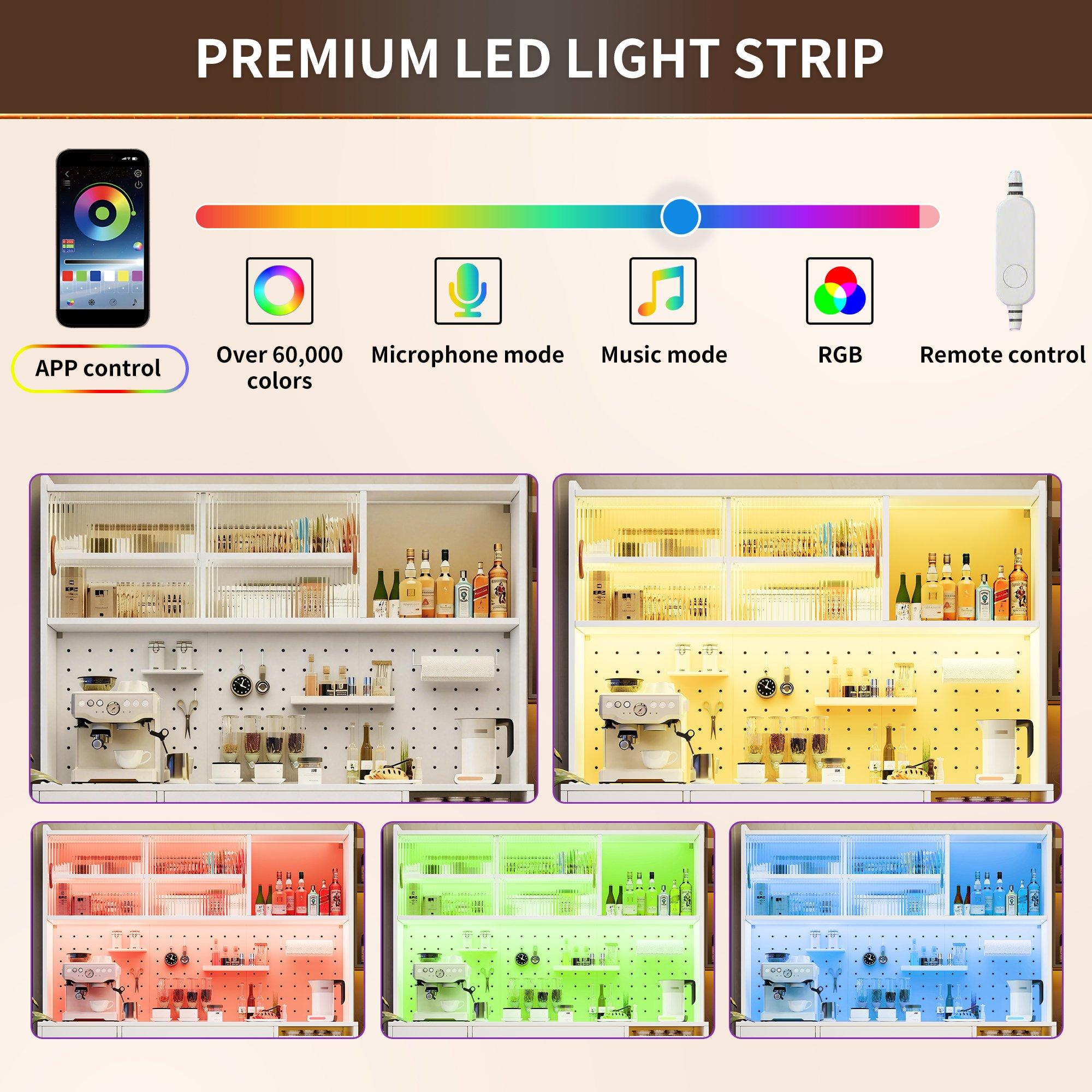 White - Urban Meuble - Modern LED Buffet Storage Cabinet - 8