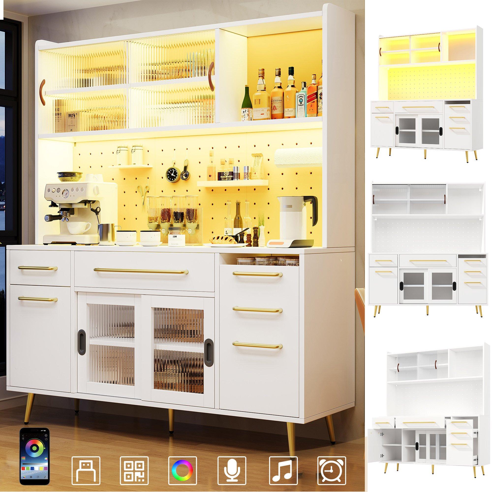 White - Urban Meuble - Modern LED Buffet Storage Cabinet - 10
