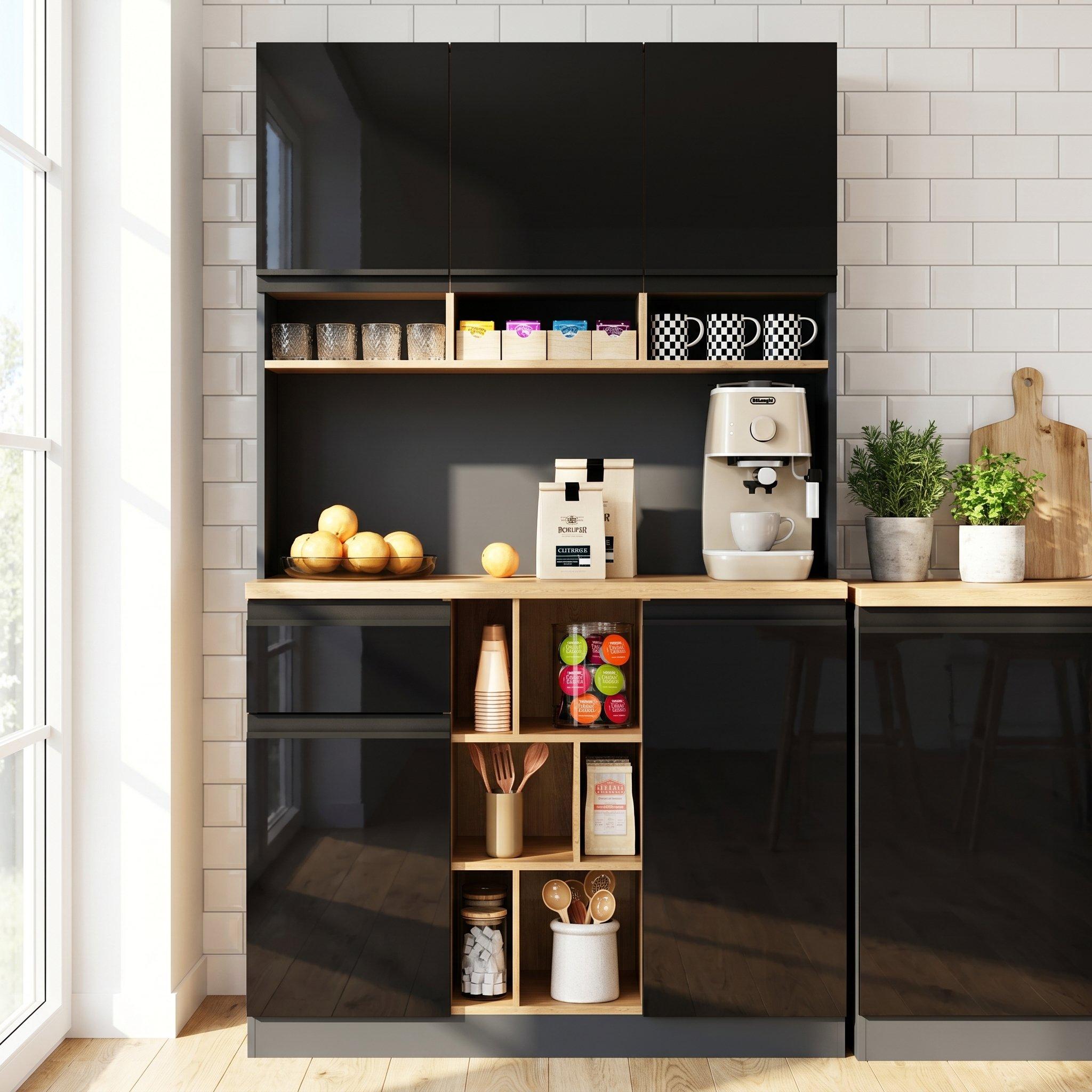 Urban Meuble  Kitchen Buffet Modern Sideboard - Black