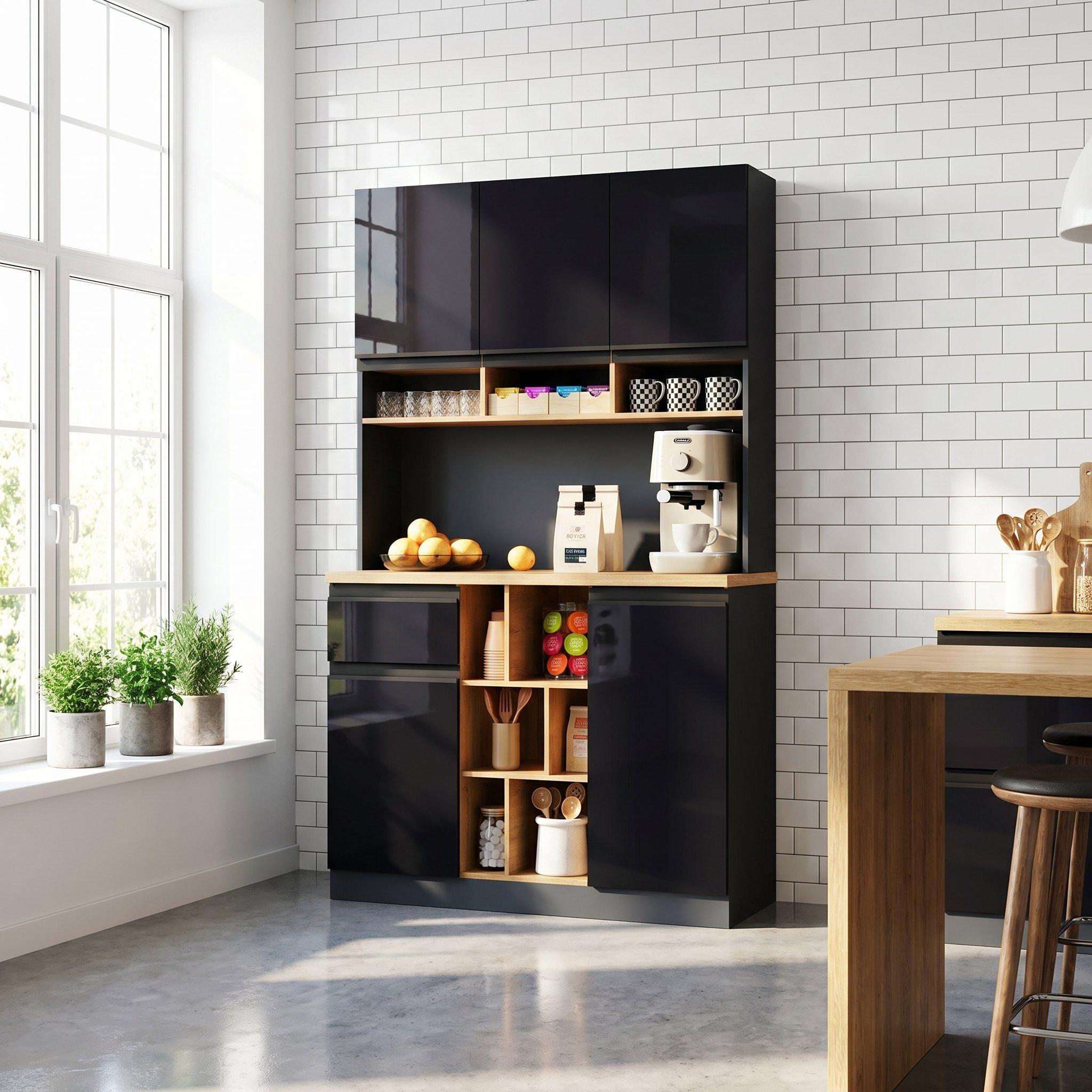 Black - Urban Meuble - Kitchen Buffet Modern Sideboard - 4