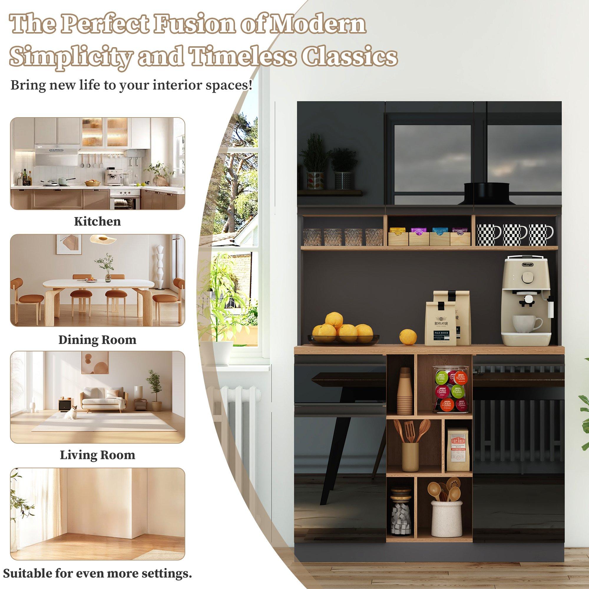 Black - Urban Meuble - Kitchen Buffet Modern Sideboard - 7
