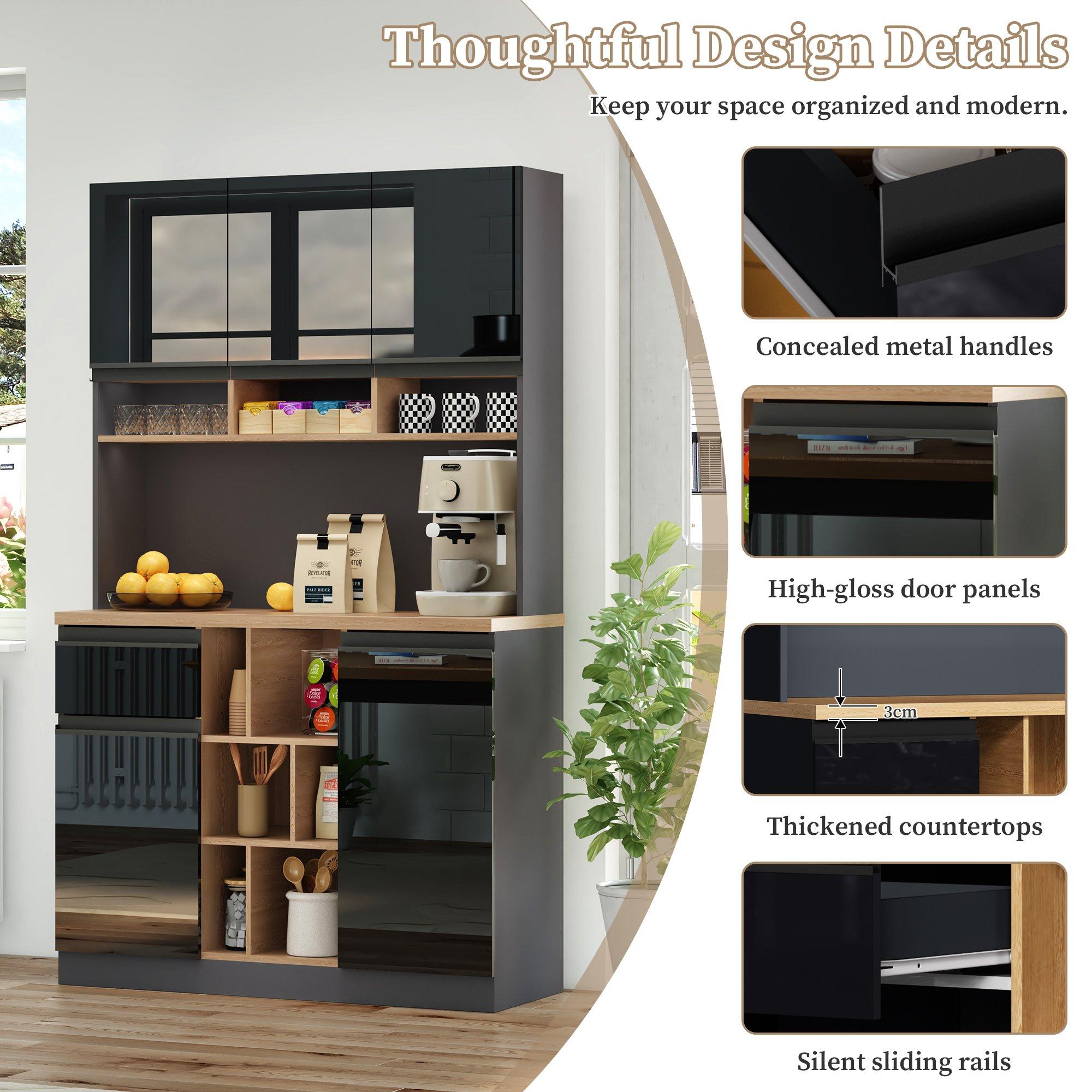 Black - Urban Meuble - Kitchen Buffet Modern Sideboard - 8