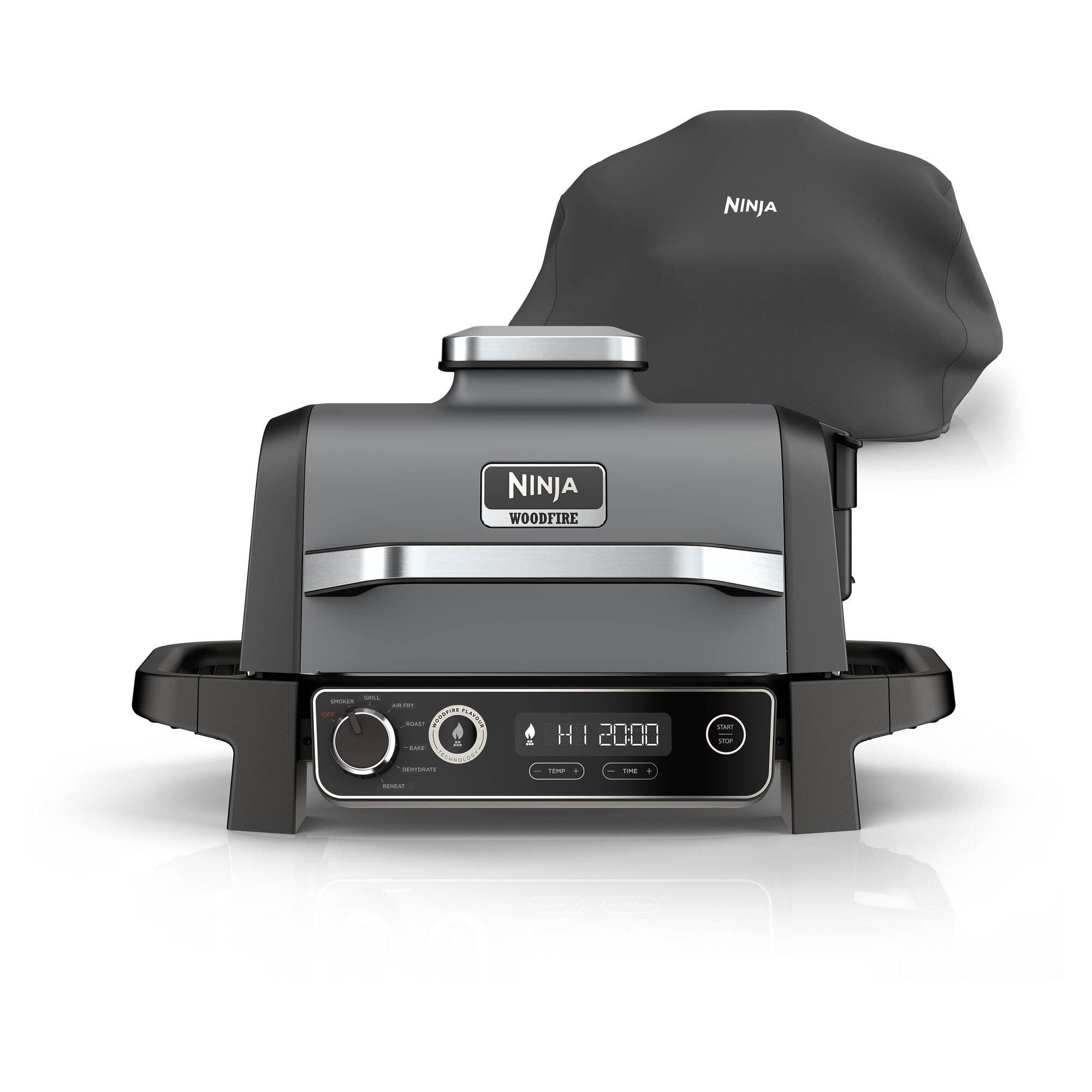 Grey & Black - Ninja - Woodfire Electric BBQ Grill/Smoker with Cover - 1