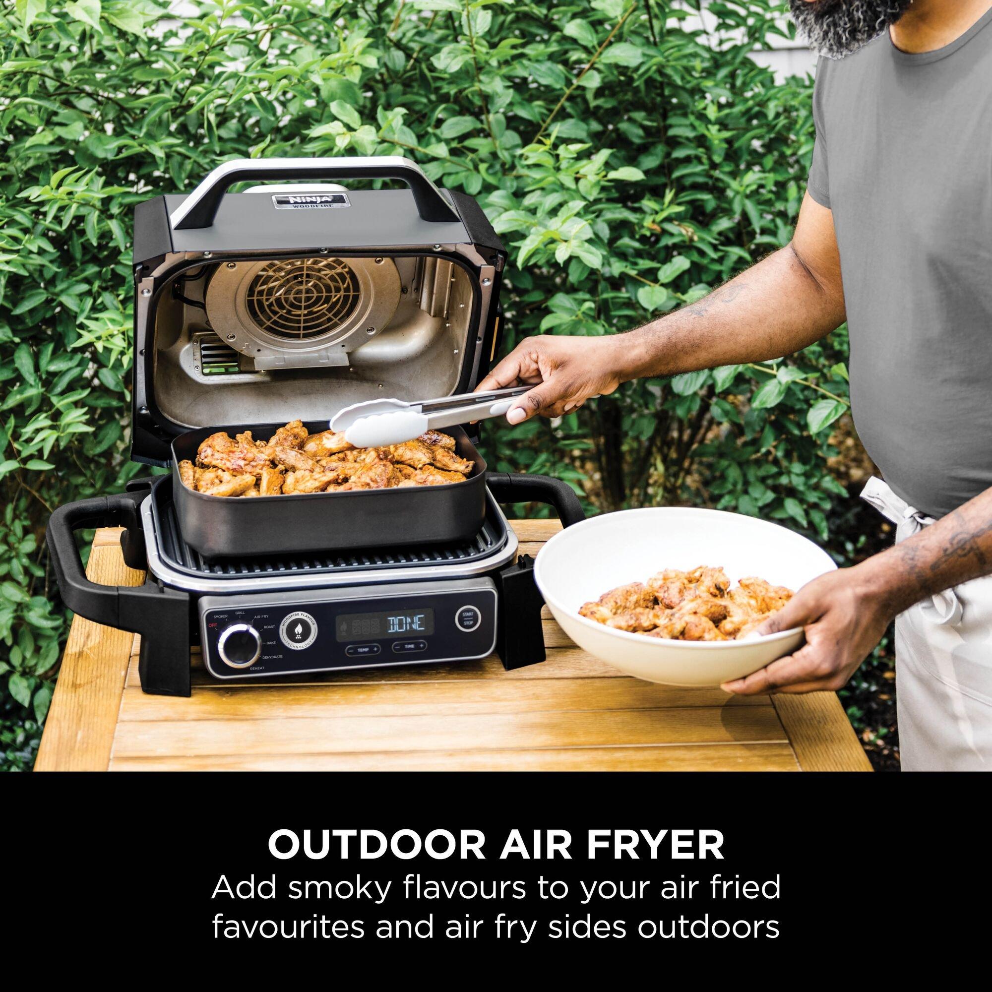 Grey & Black - Ninja - Woodfire Electric BBQ Grill/Smoker with Cover - 4
