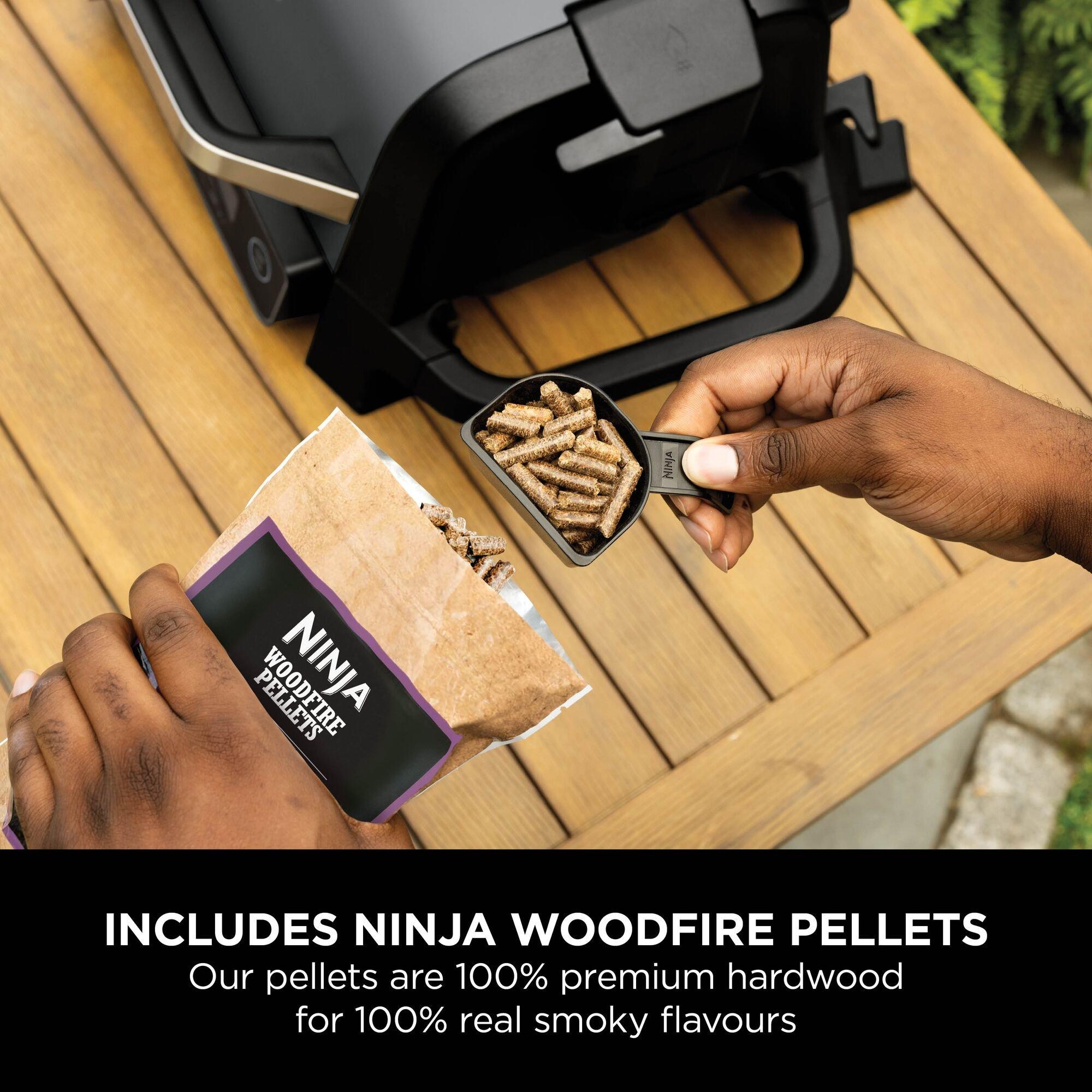 Grey & Black - Ninja - Woodfire Electric BBQ Grill/Smoker with Cover - 6