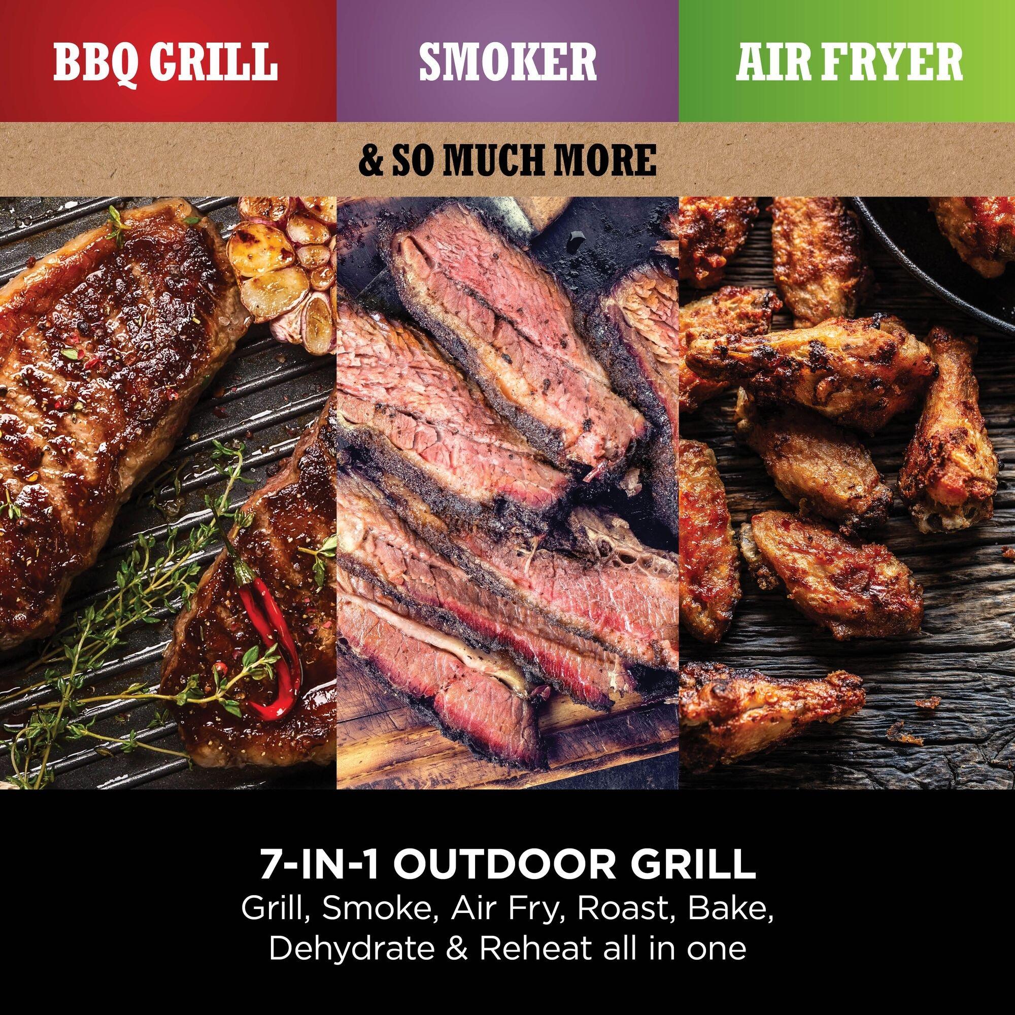 Grey & Black - Ninja - Woodfire Electric BBQ Grill/Smoker with Cover - 7